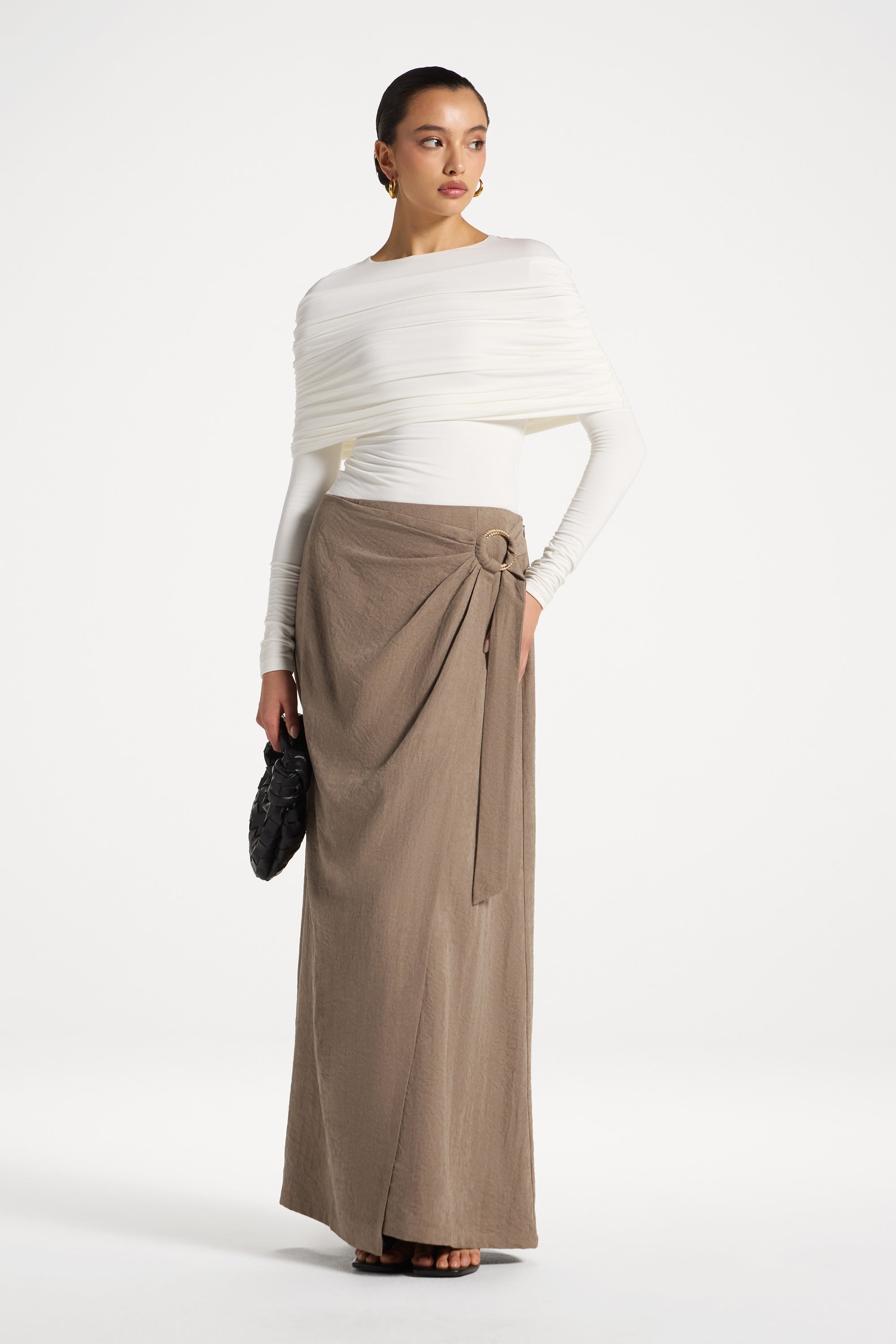 Suede Wrap Skirt - Pebble Abayas Veiled