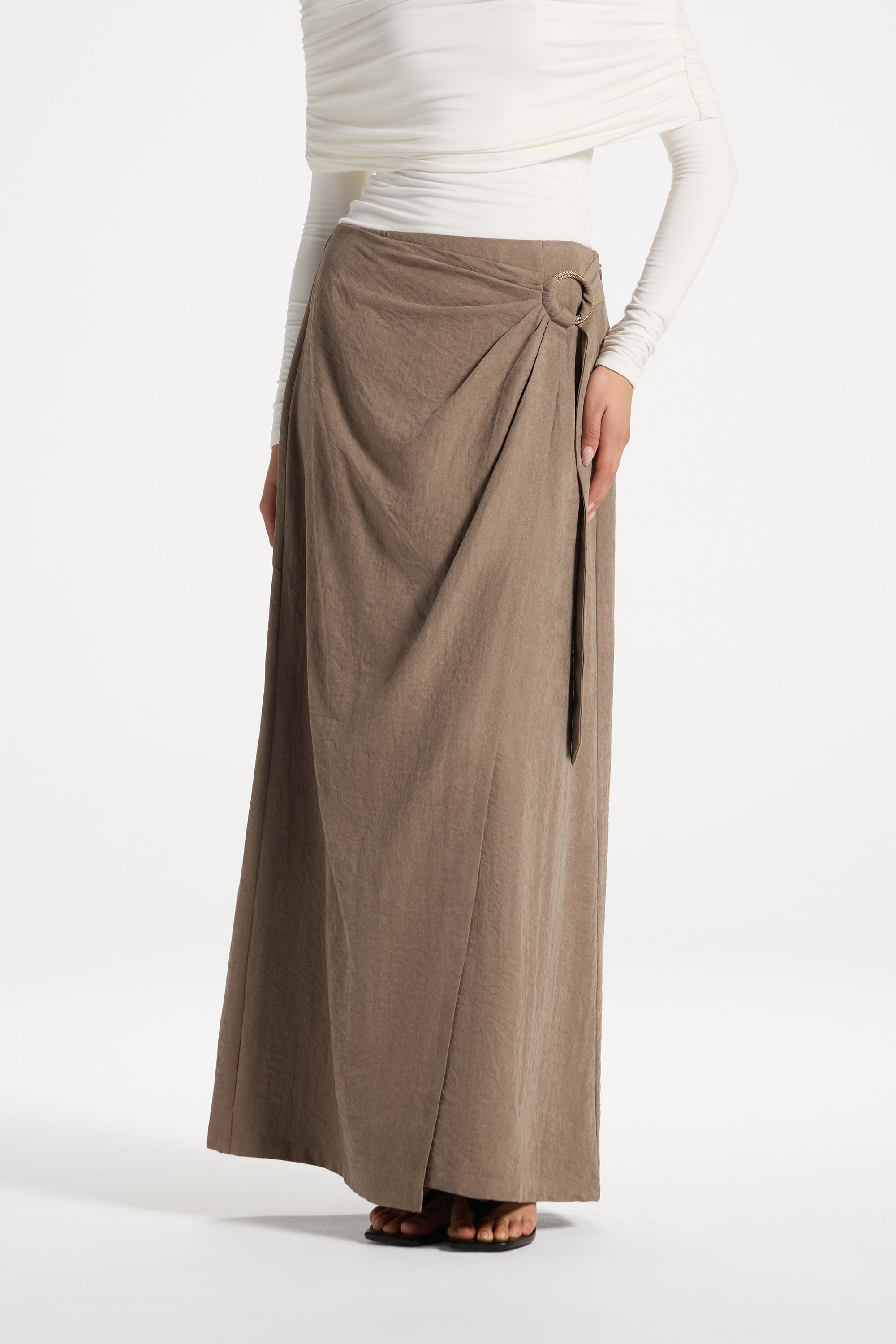 Suede Wrap Skirt - Pebble Abayas Veiled
