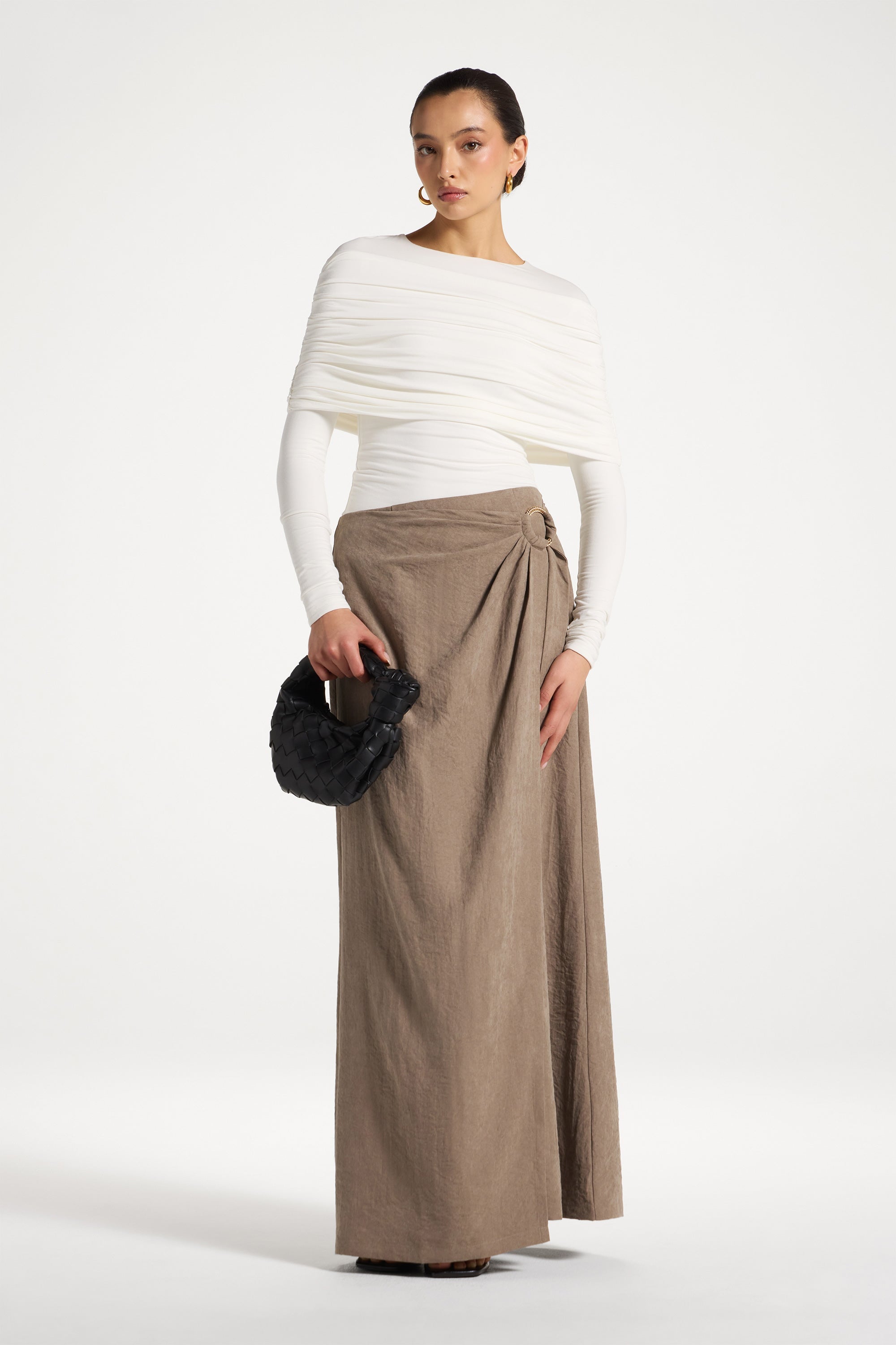 Suede Wrap Skirt - Pebble Abayas Veiled