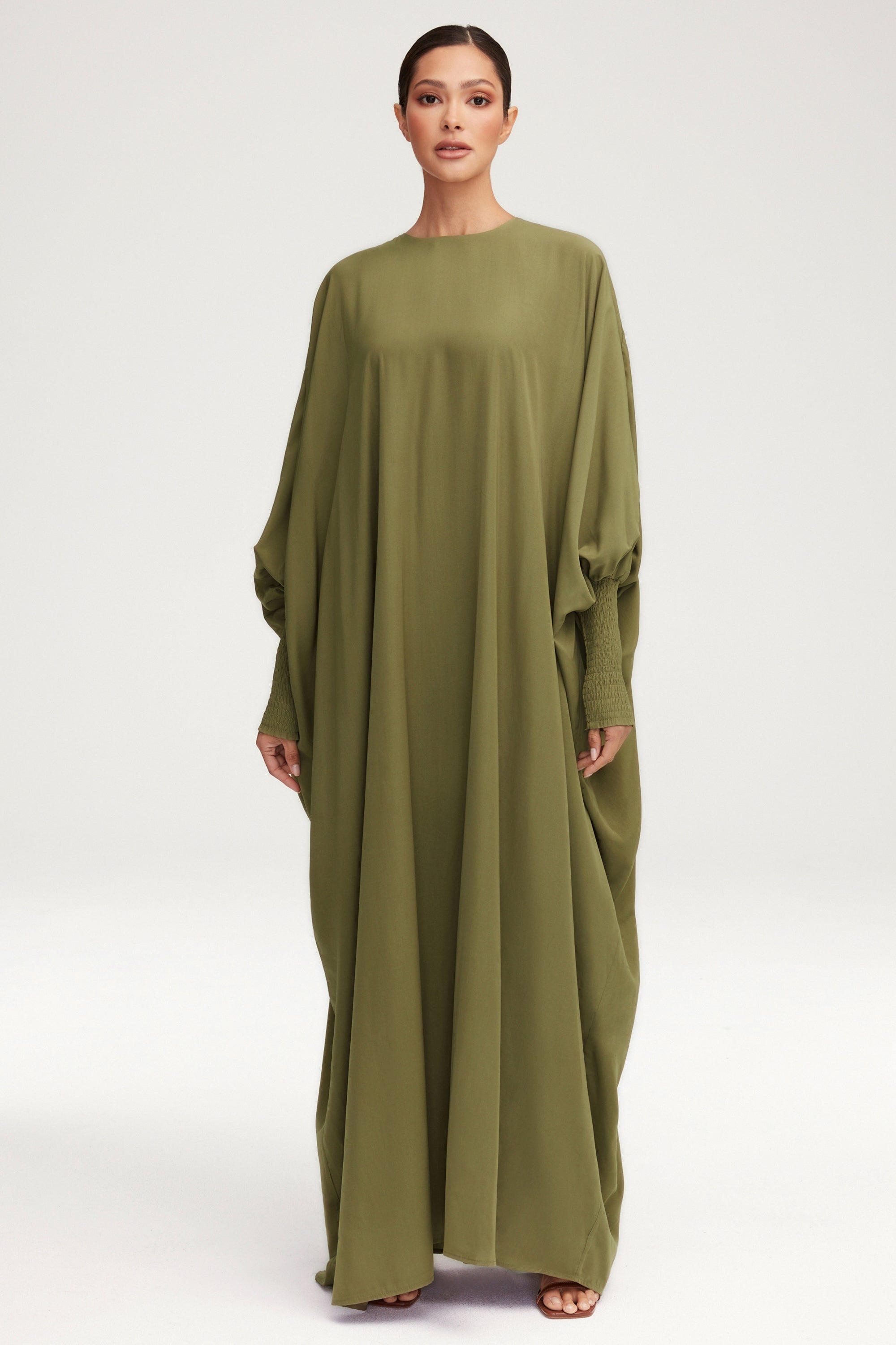 Suha Smocked Sleeve Kaftan - Sage Clothing saigonodysseyhotel 