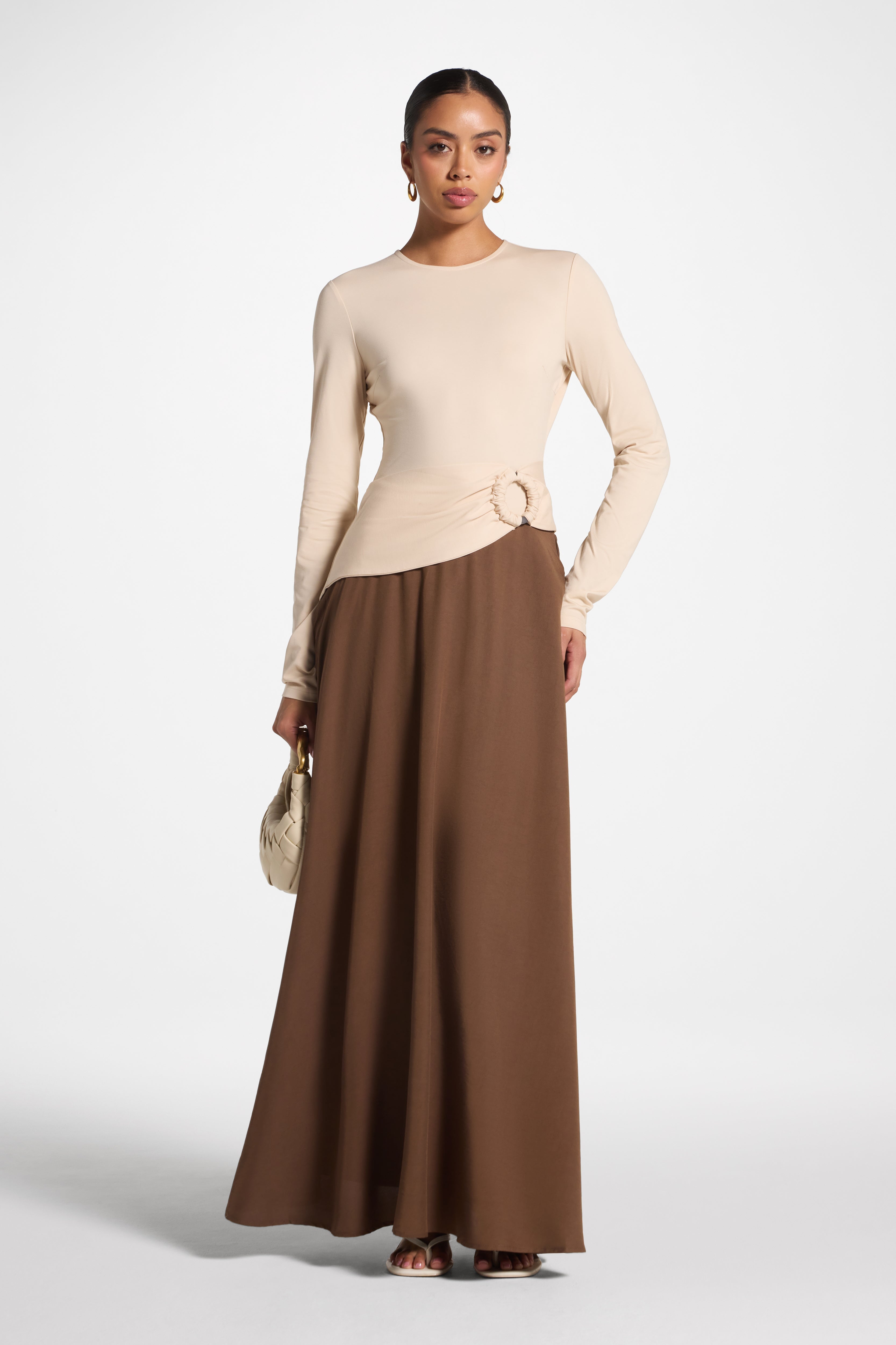 Sydney Asymmetric Maxi Dress - Brown Abayas Veiled
