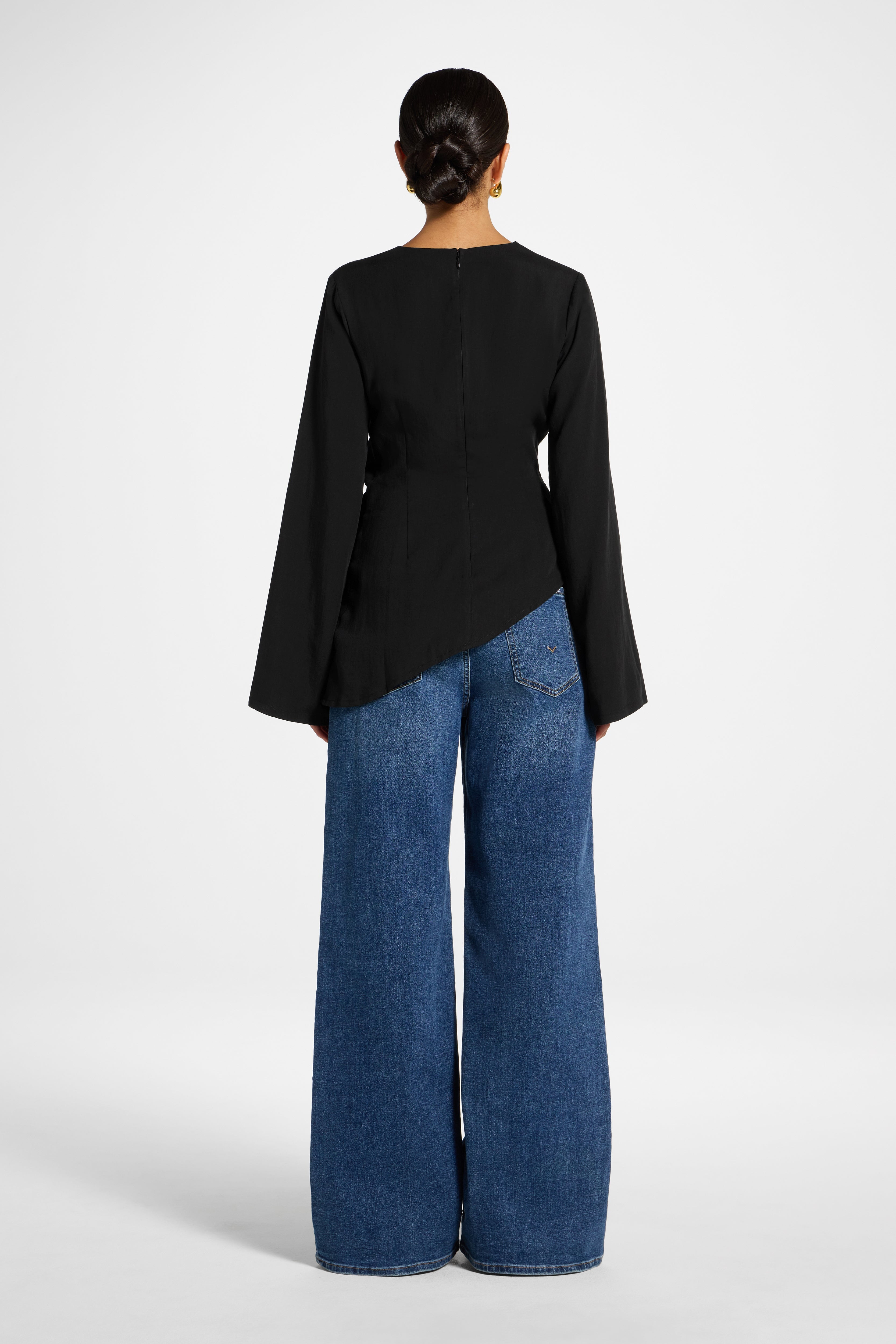 Tencel Asymmetric Top - Black Top Veiled