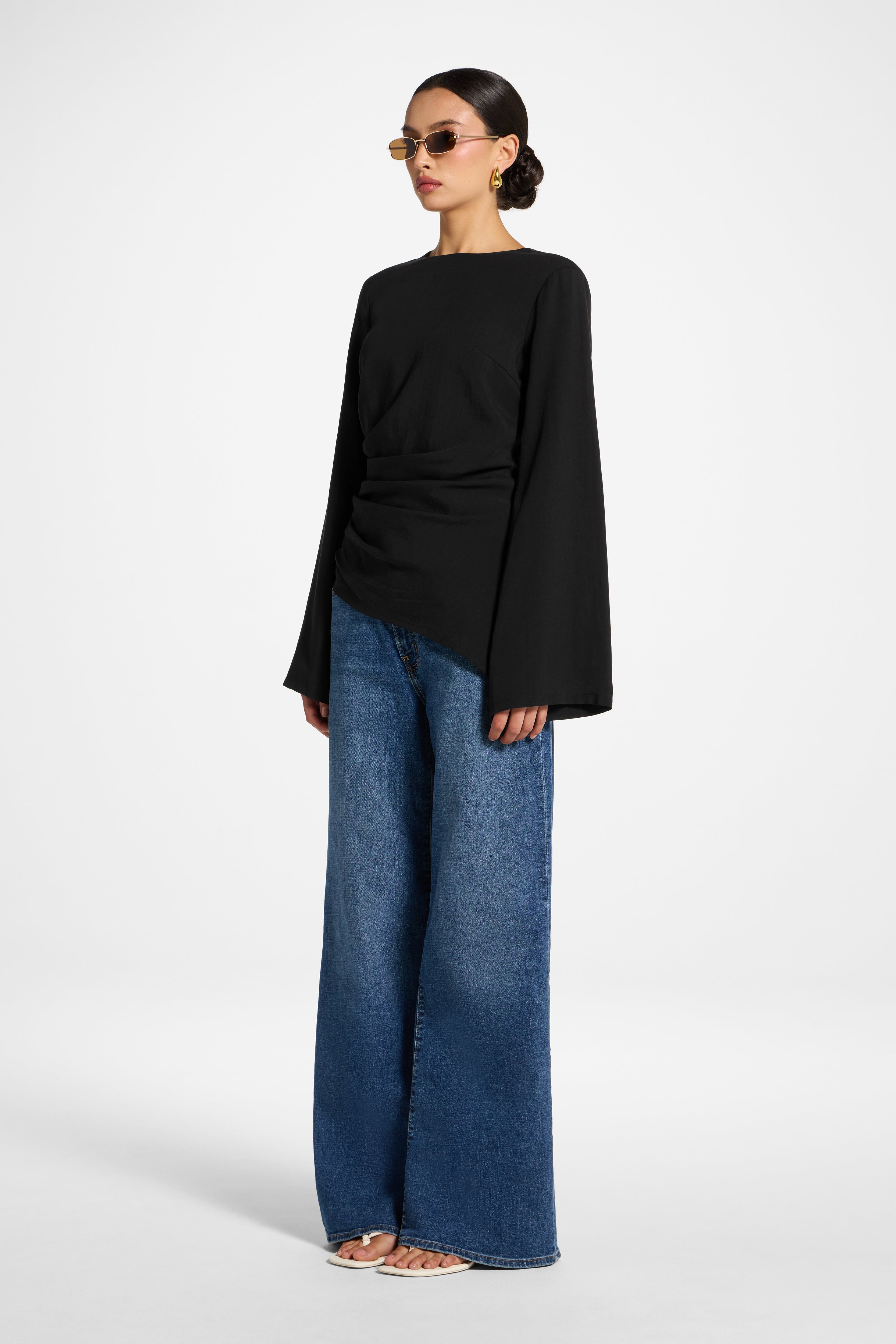 Tencel Asymmetric Top - Black Top Veiled