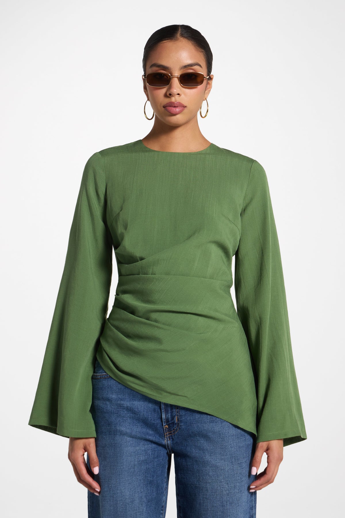 Tencel Asymmetric Top - Green Top Veiled