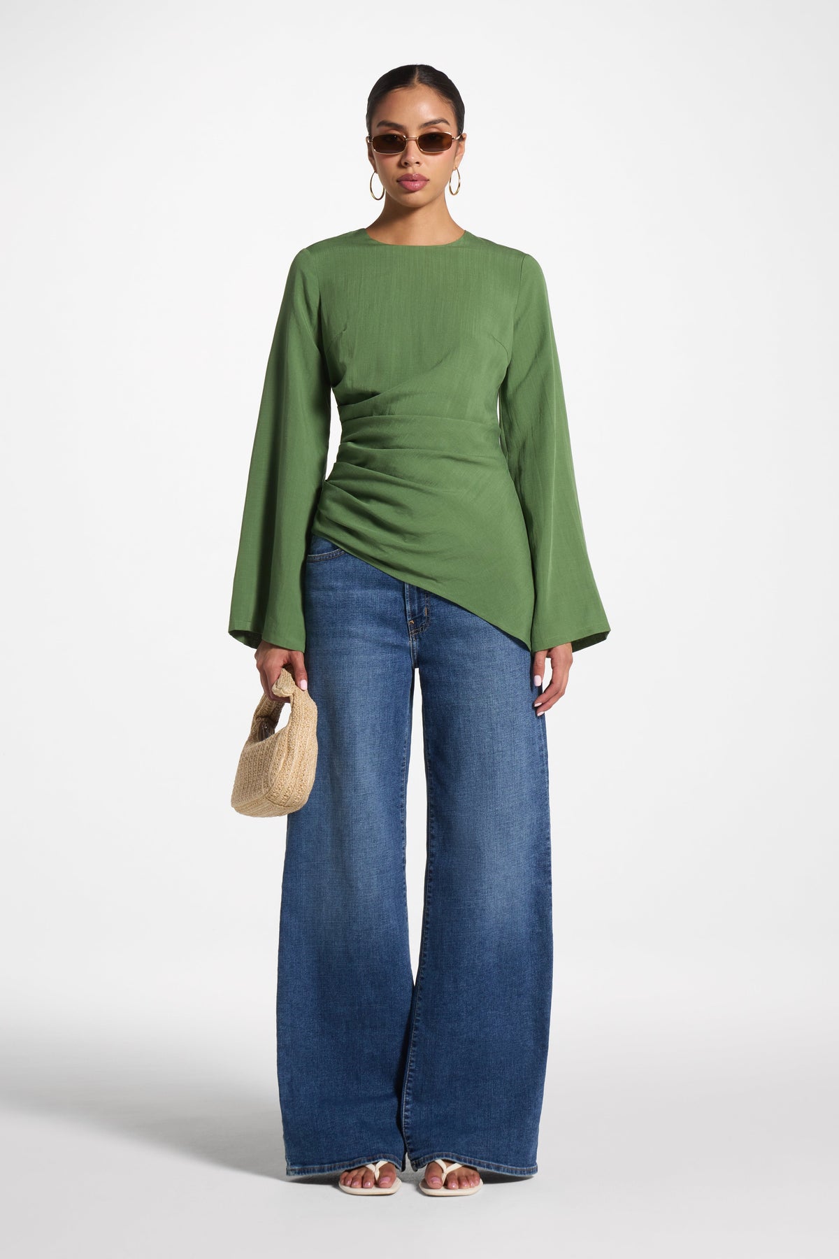 Tencel Asymmetric Top - Green Top Veiled