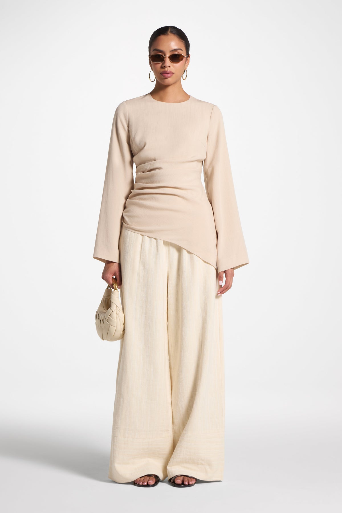 Tencel Asymmetric Top - Light Sand Top Veiled