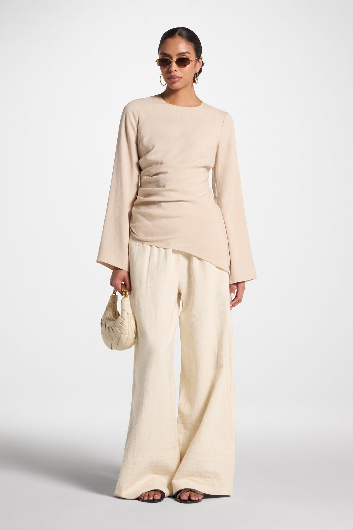 Tencel Asymmetric Top - Light Sand Top Veiled