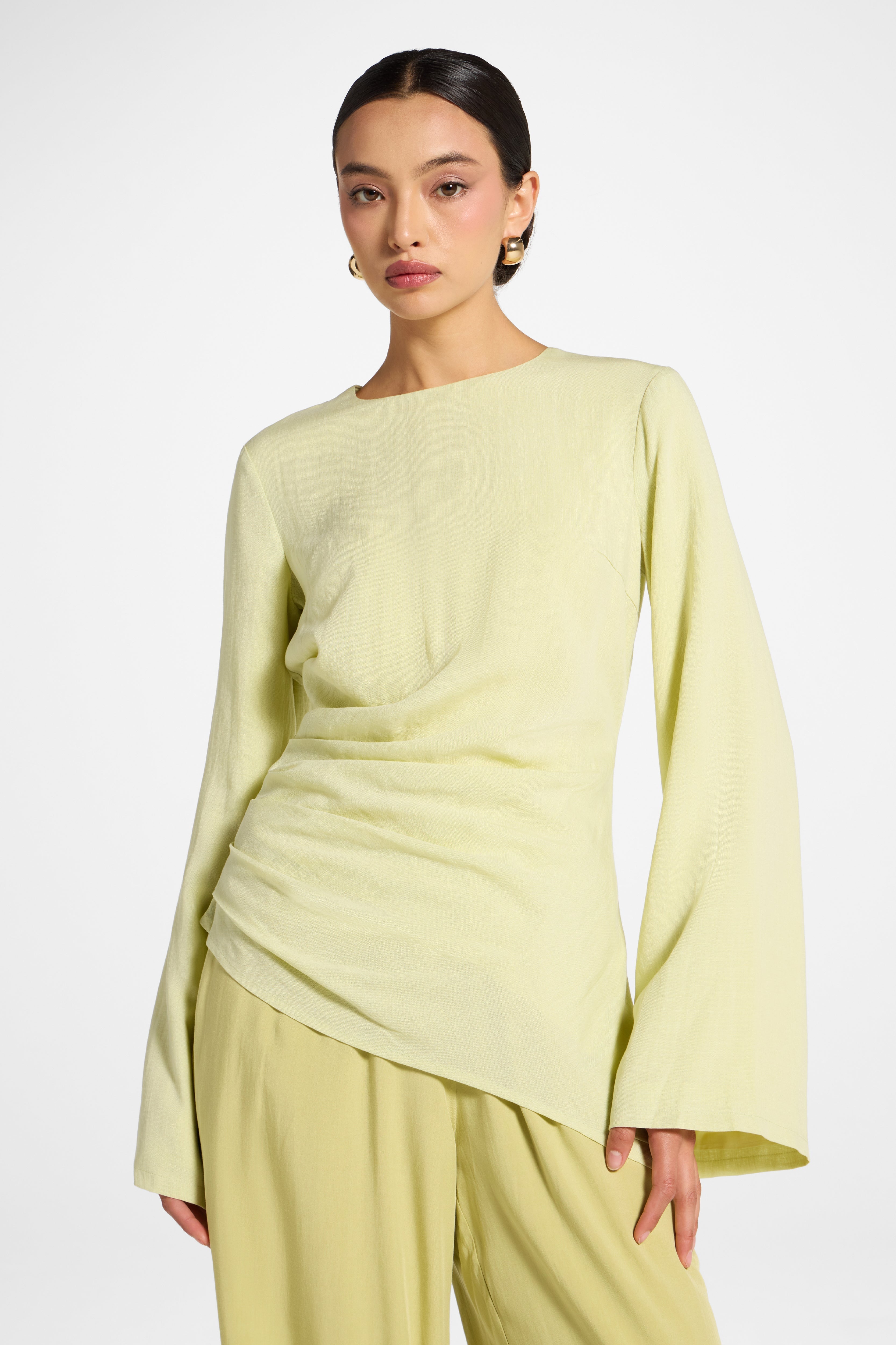 Tencel Asymmetric Top - Spring Green Abayas Veiled