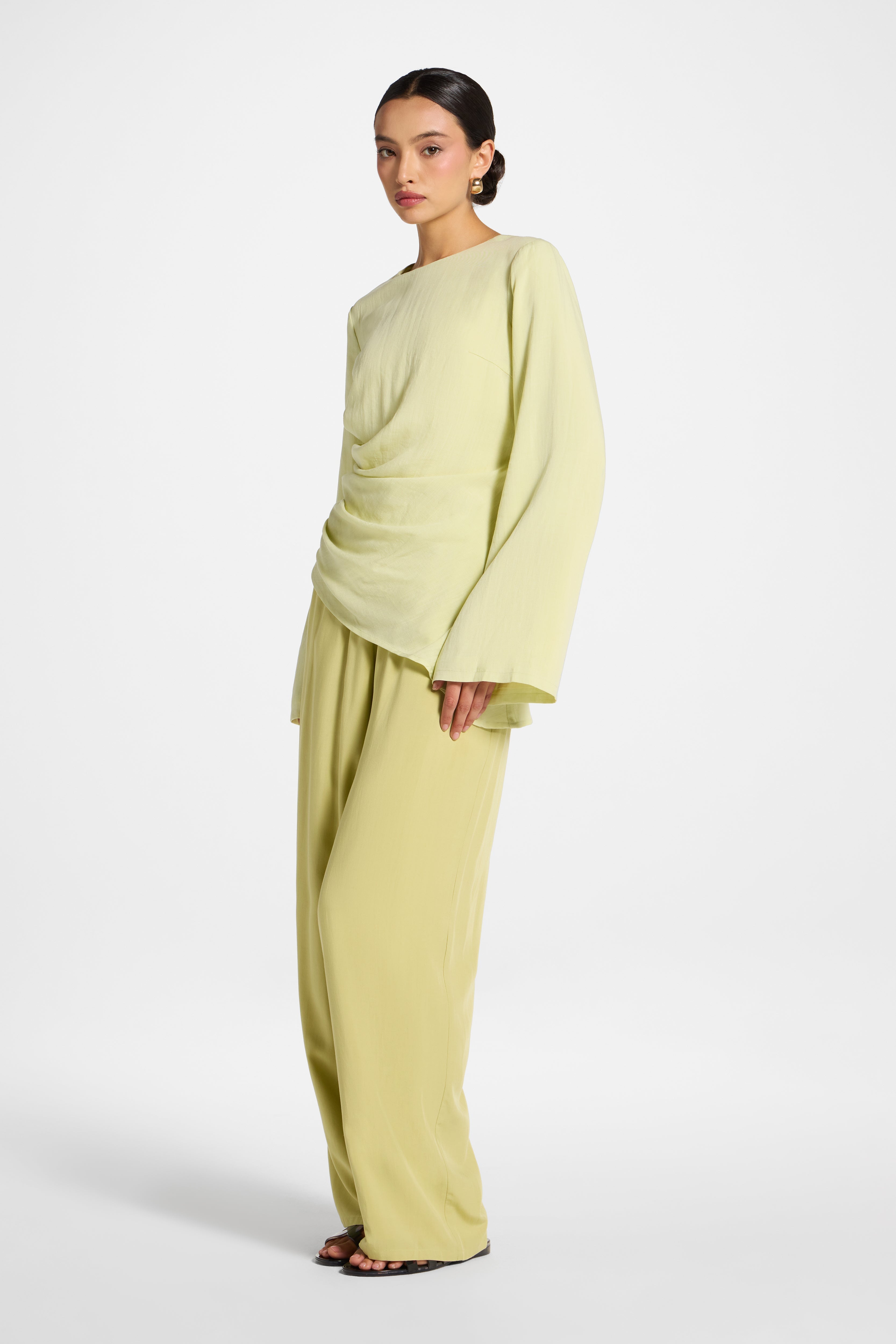Tencel Asymmetric Top - Spring Green Abayas Veiled