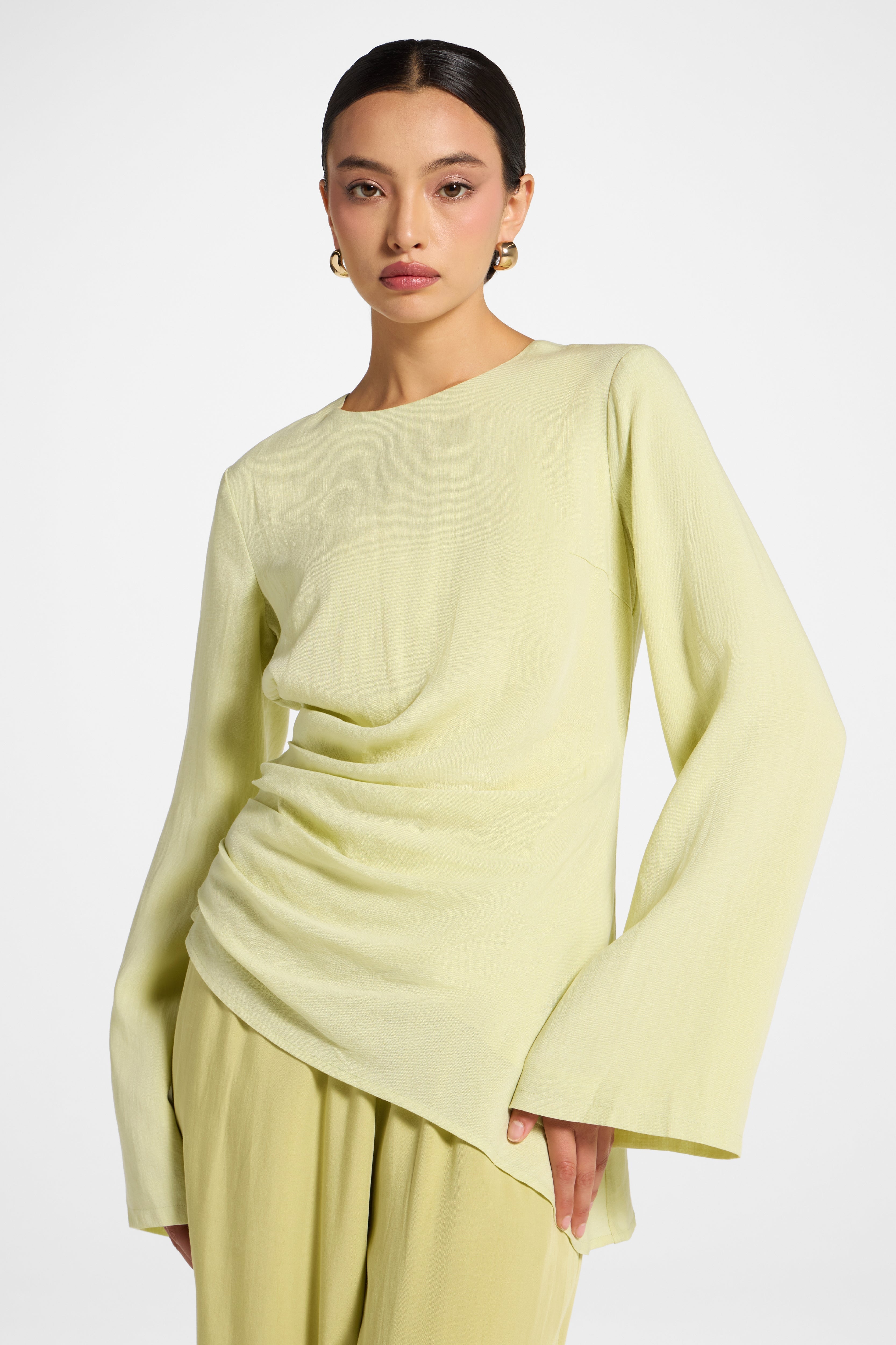 Tencel Asymmetric Top - Spring Green Abayas Veiled