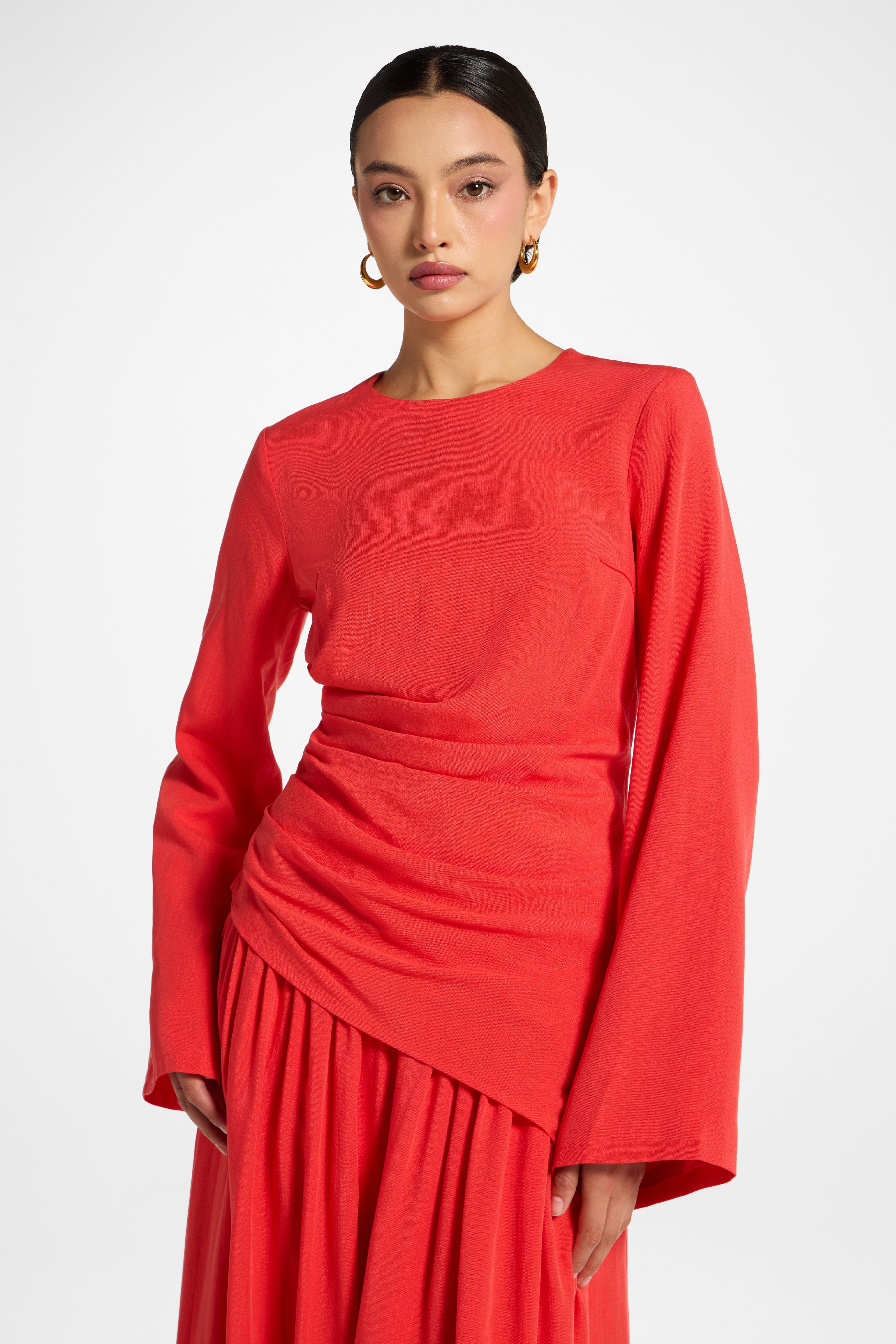 Tencel Asymmetric Top - Strawberry Abayas Veiled