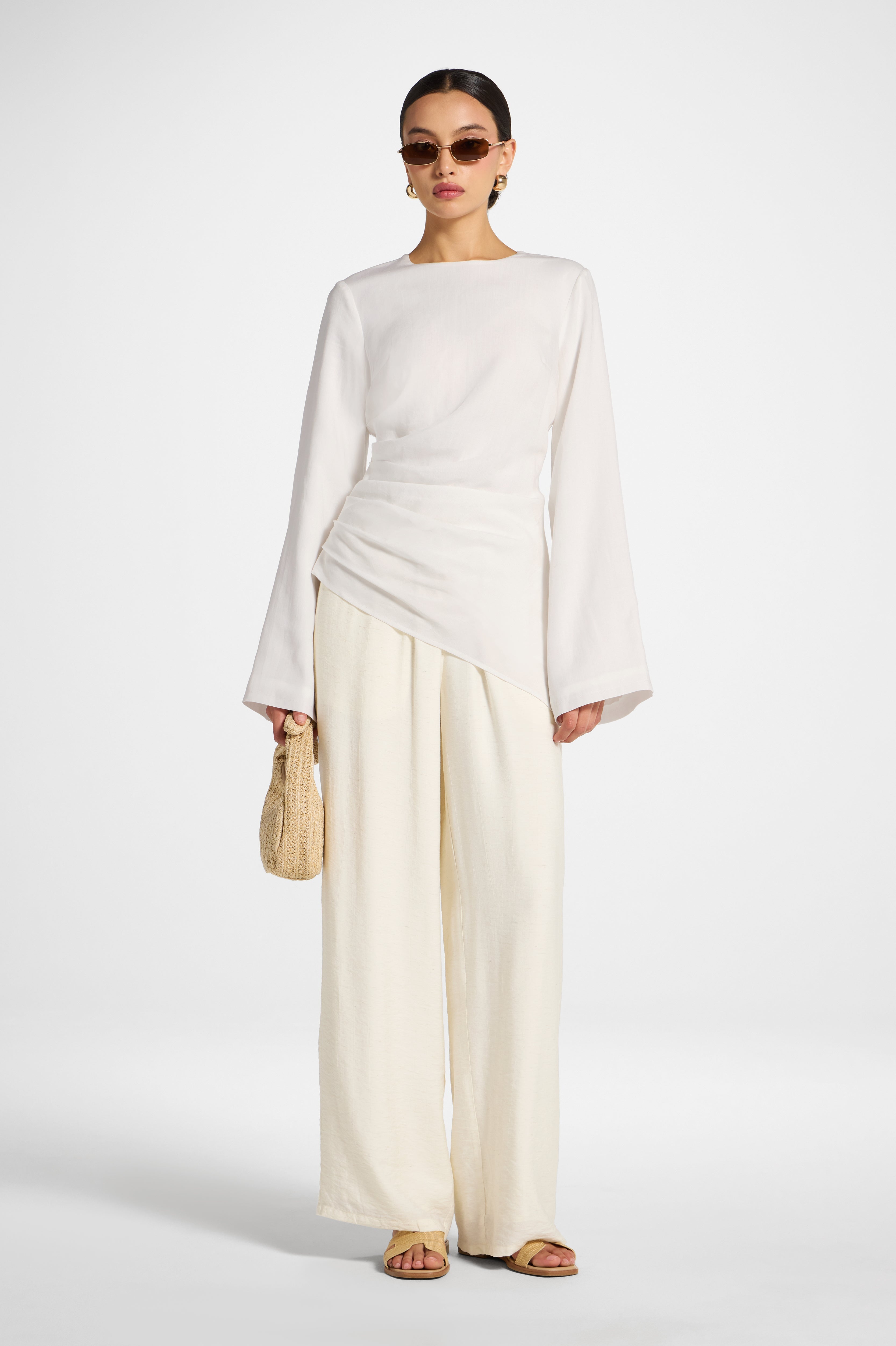 Tencel Asymmetric Top - White Abayas Veiled