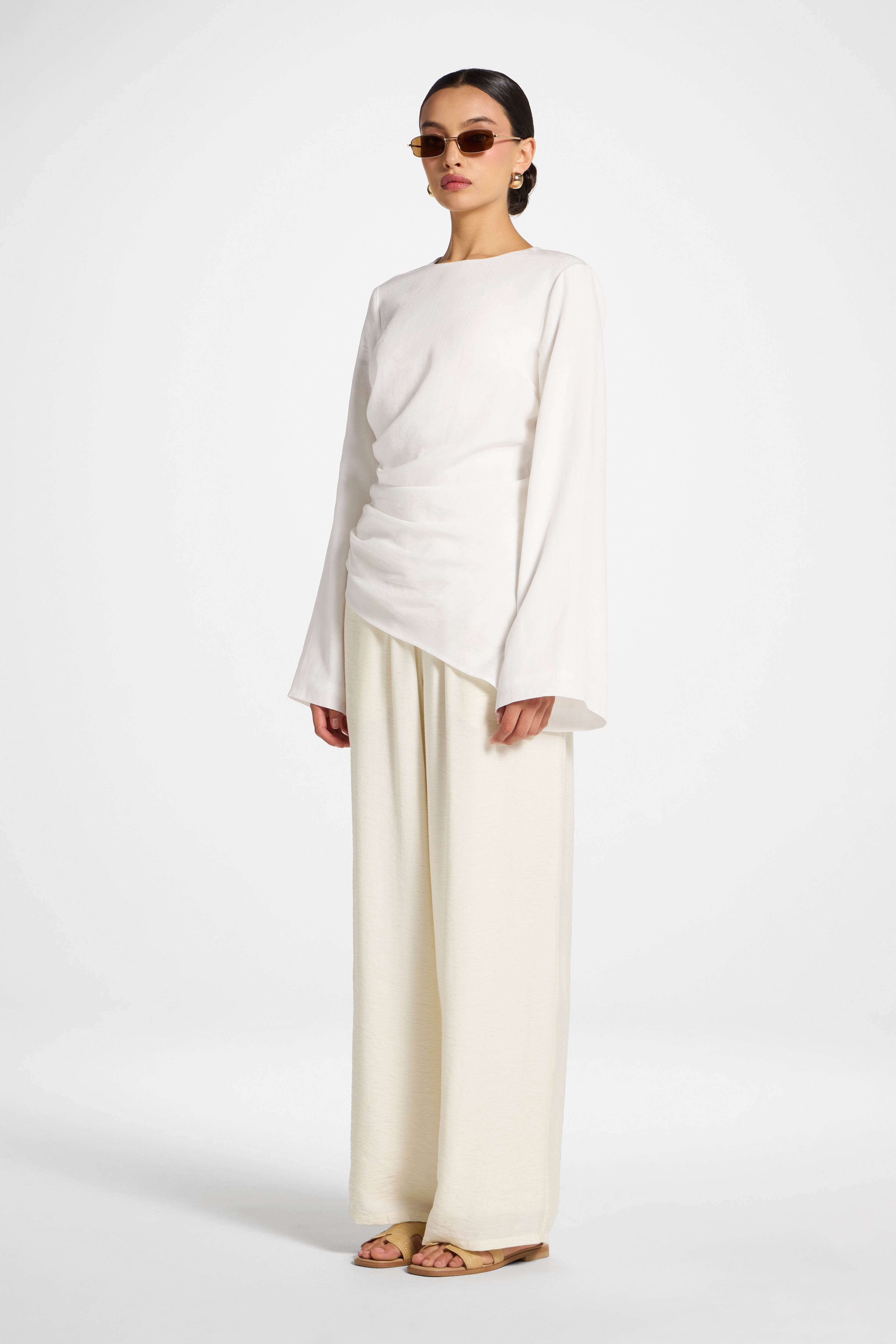 Tencel Asymmetric Top - White Abayas Veiled