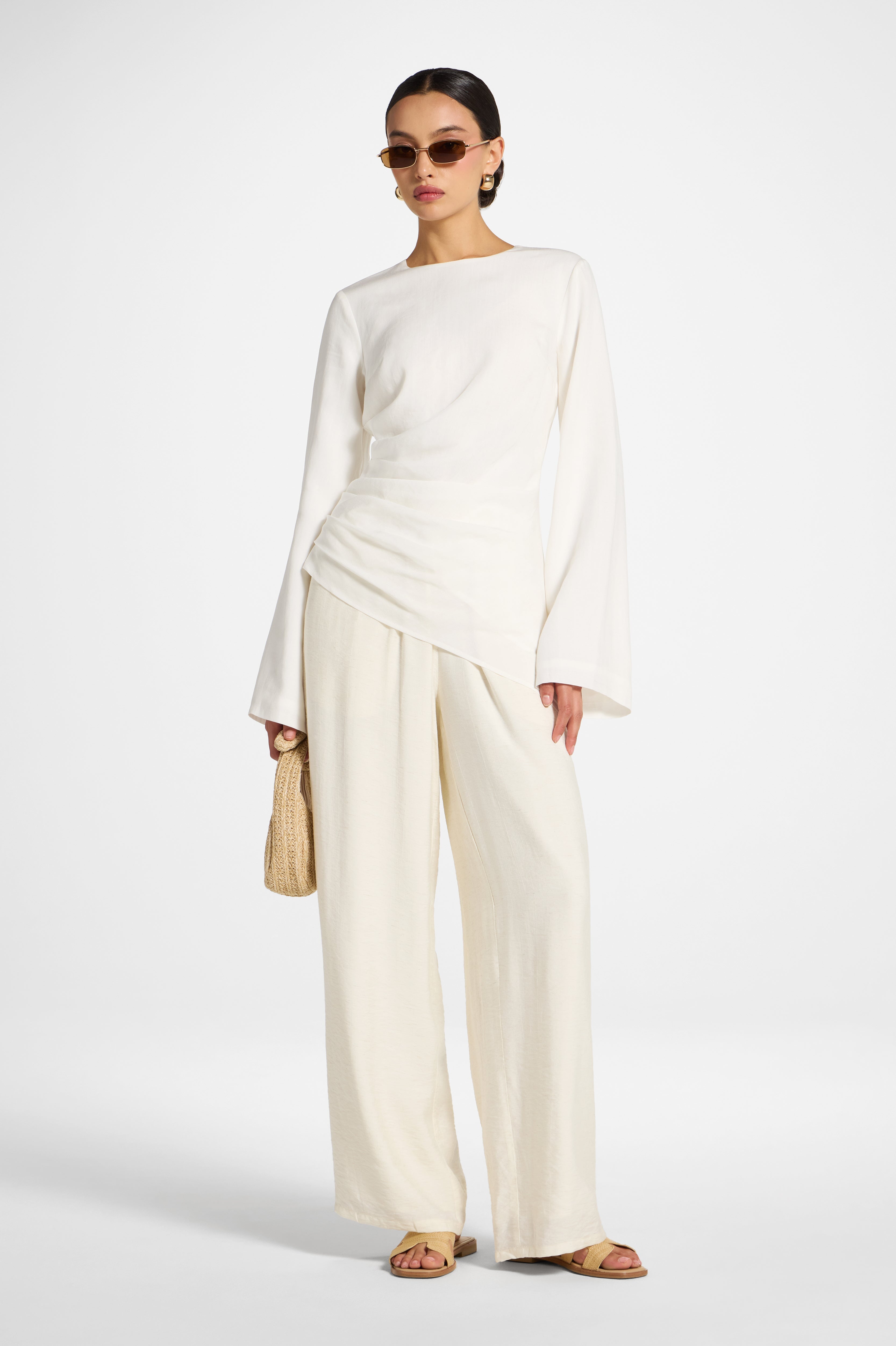 Tencel Asymmetric Top - White Abayas Veiled