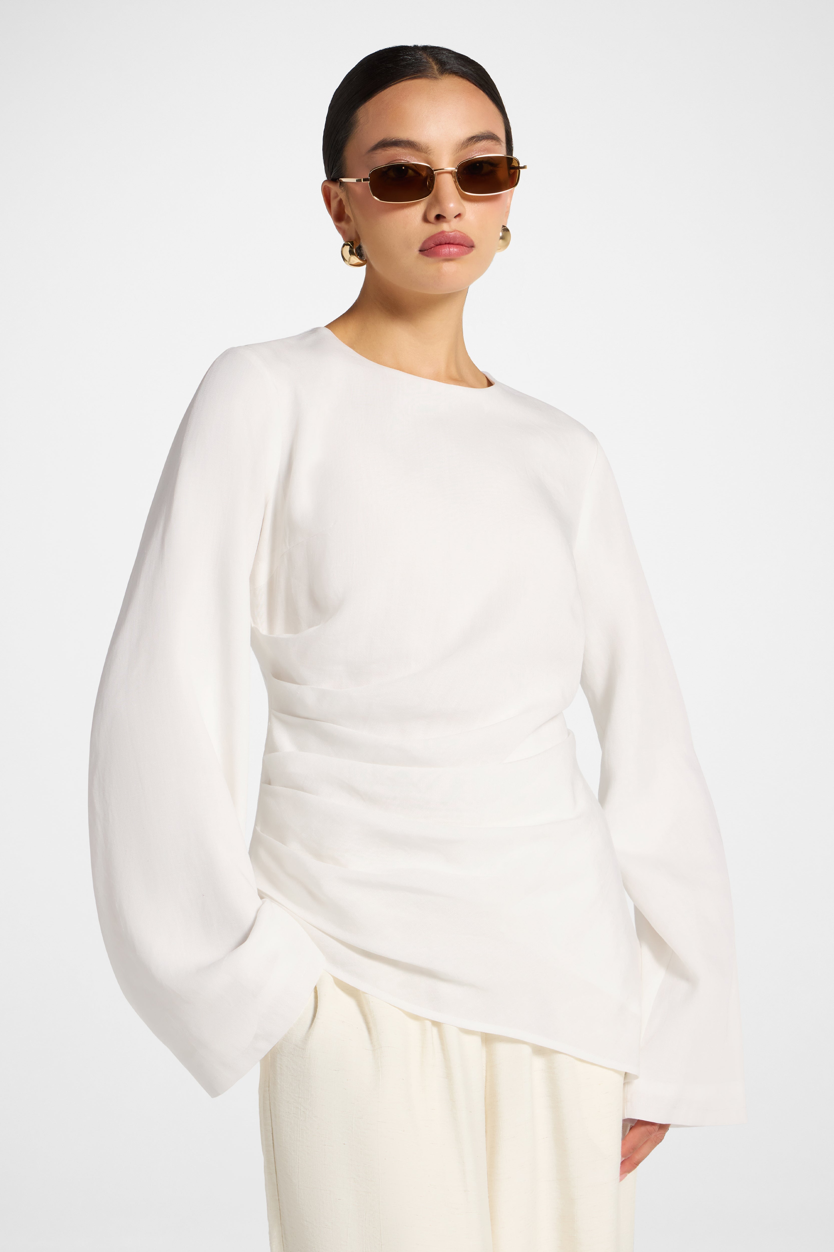 Tencel Asymmetric Top - White Abayas Veiled