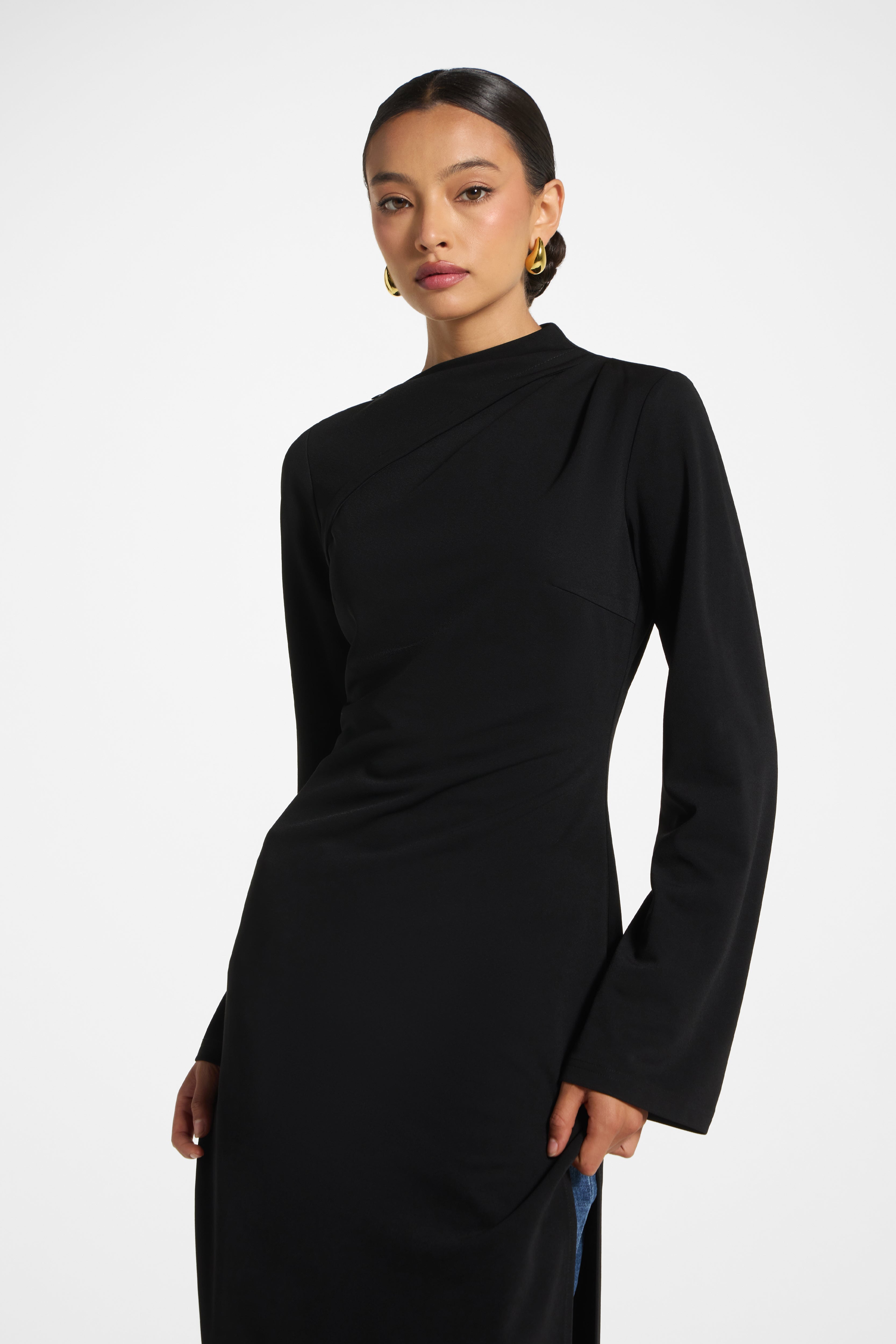 Tencel Longline Top - Black Top Veiled