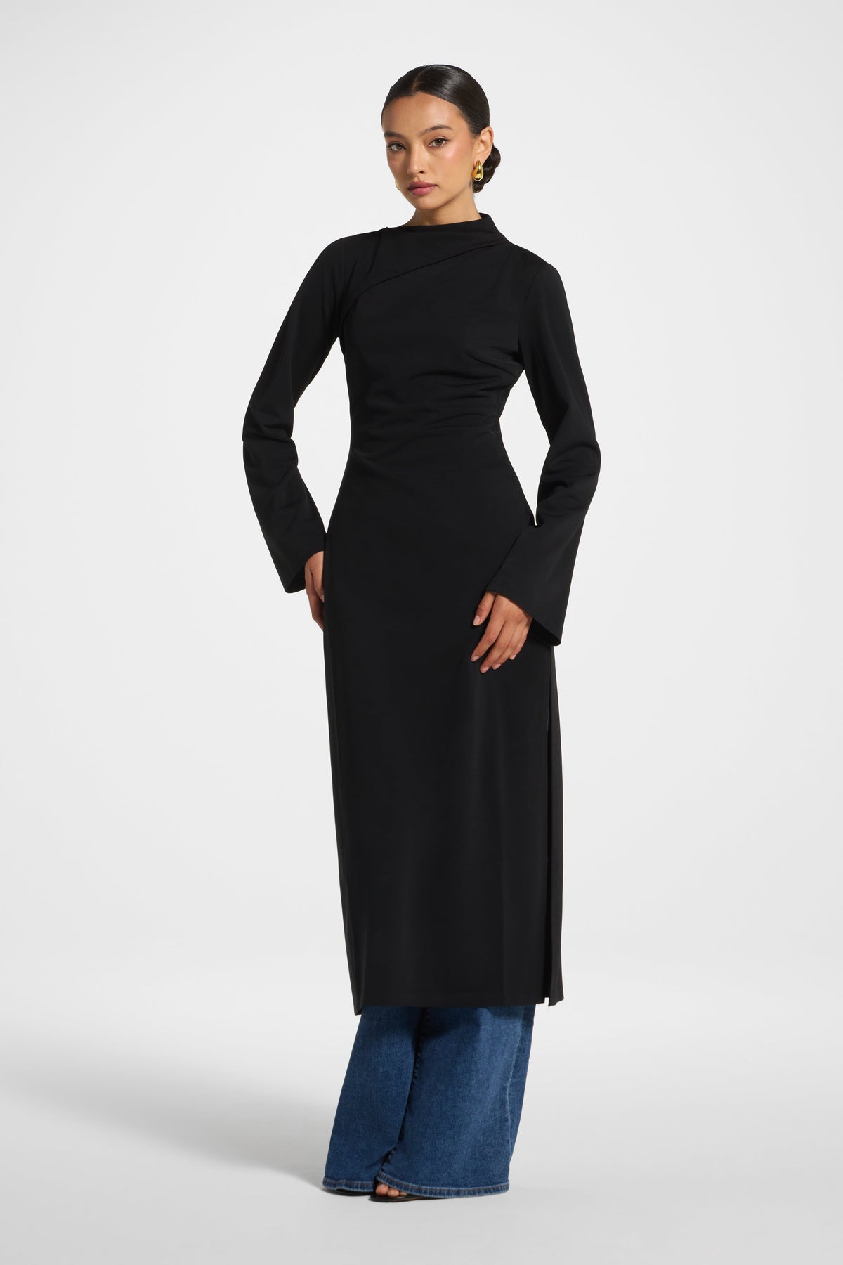 Tencel Longline Top - Black Top Veiled