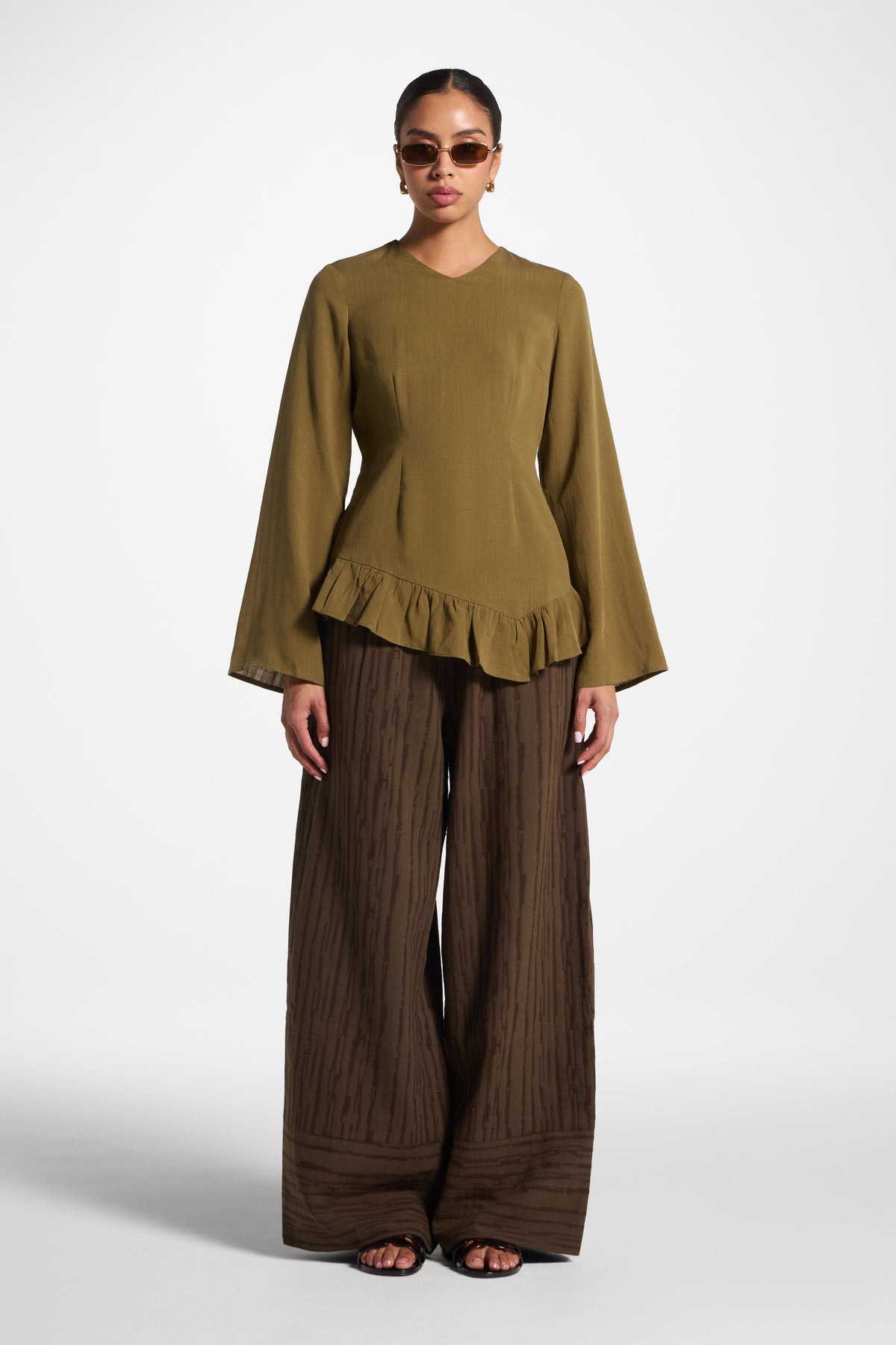 Tencel Ruffle Top - Olive Top Veiled