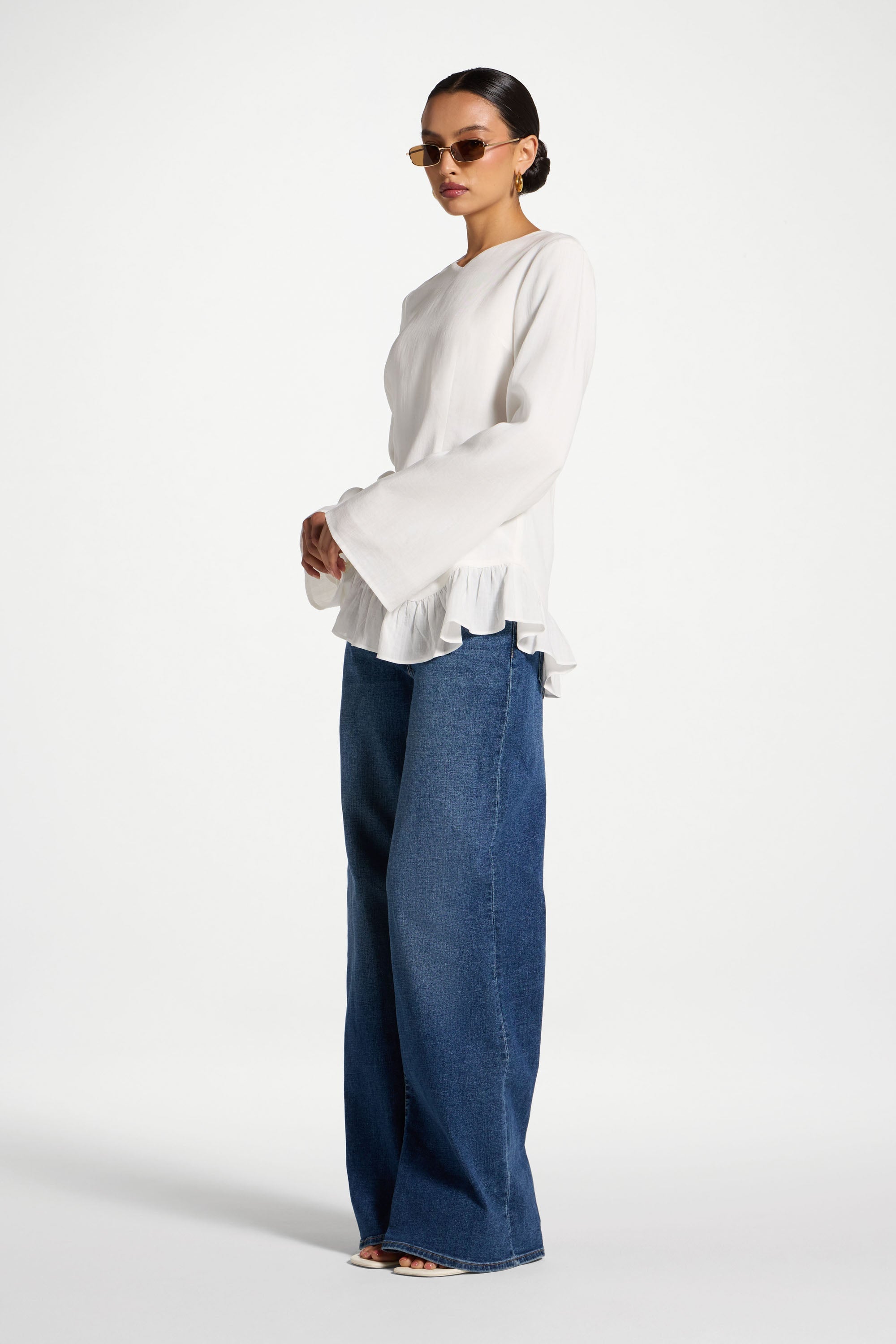 Tencel Ruffle Top - White Abayas Veiled