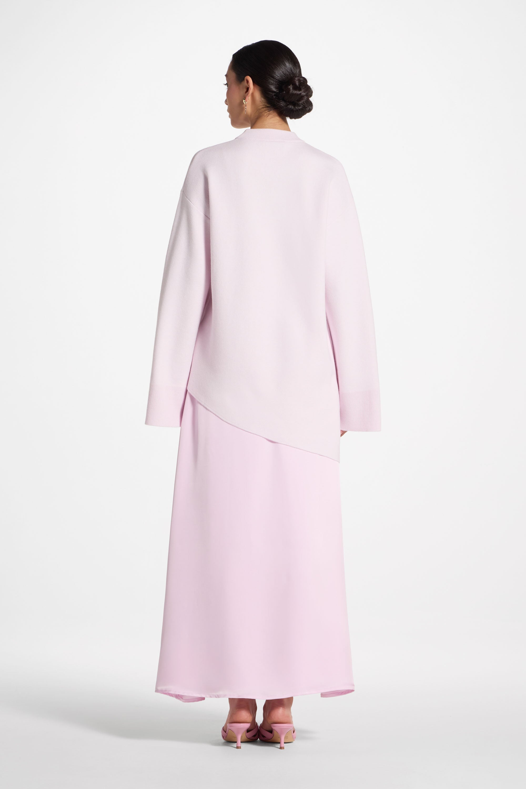 Tencel Silk A-Line Maxi Skirt - Pink Abayas Veiled