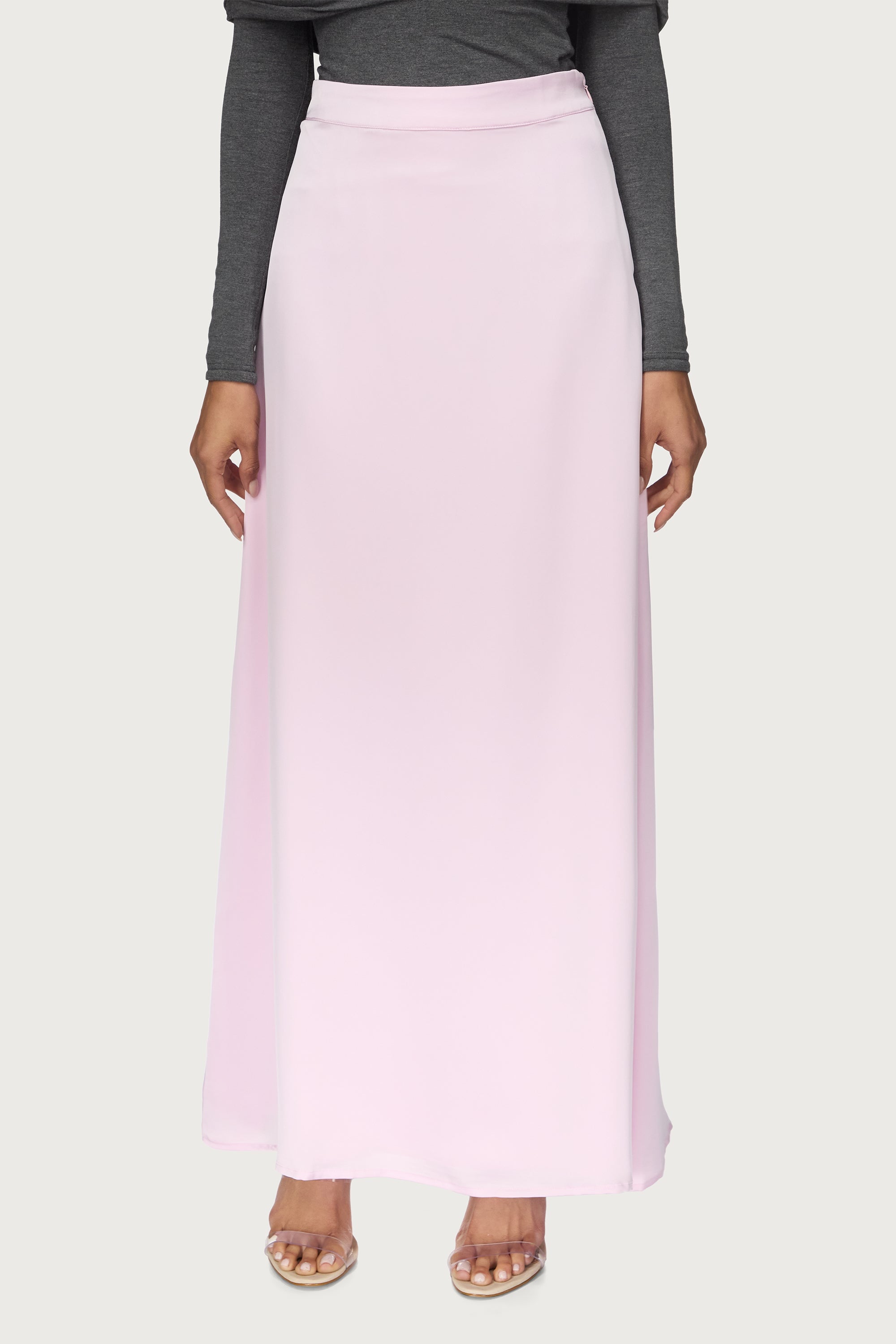 Tencel Silk A-Line Maxi Skirt - Pink Abayas Veiled