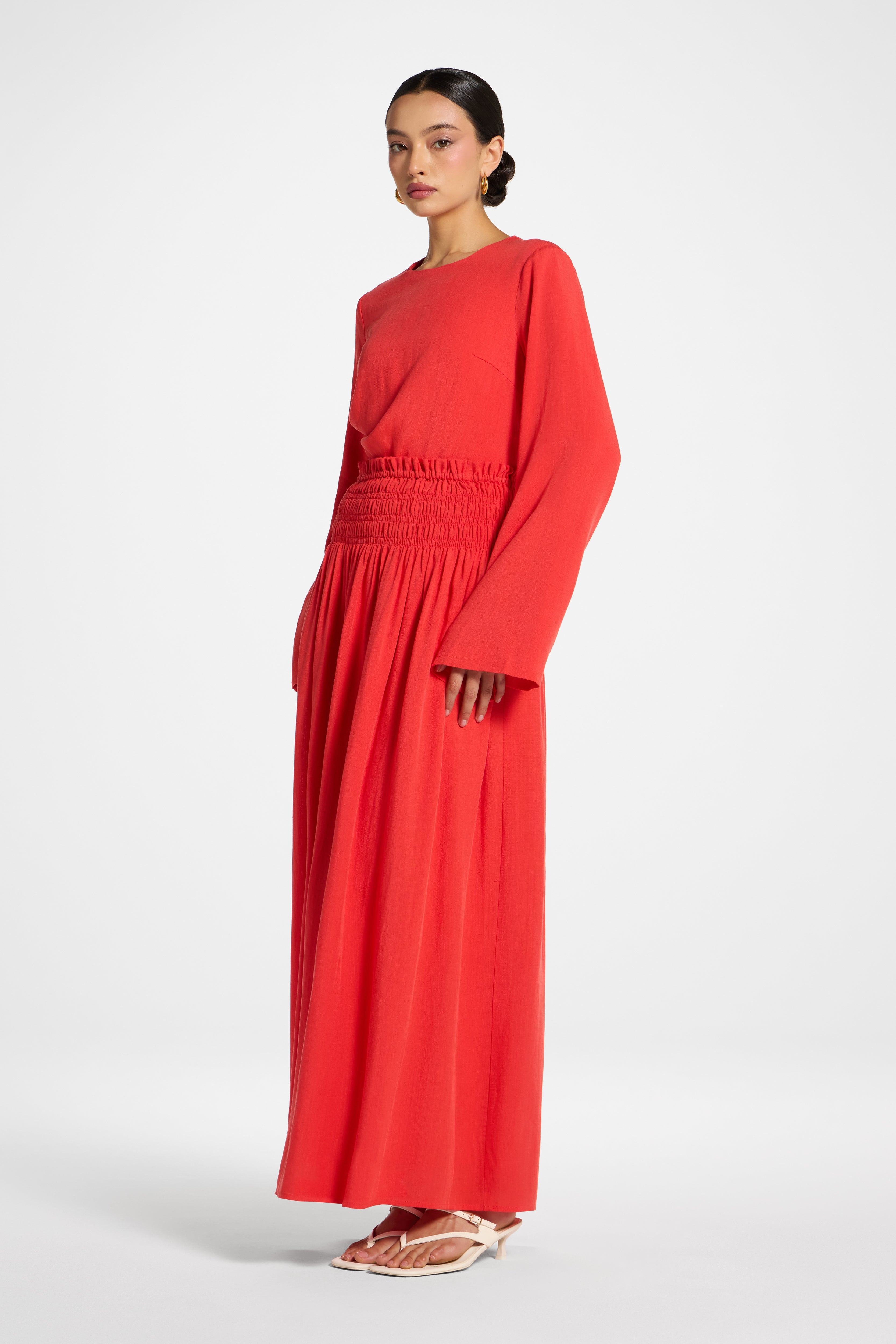 Tencel Smocked Skirt - Strawberry Abayas Veiled