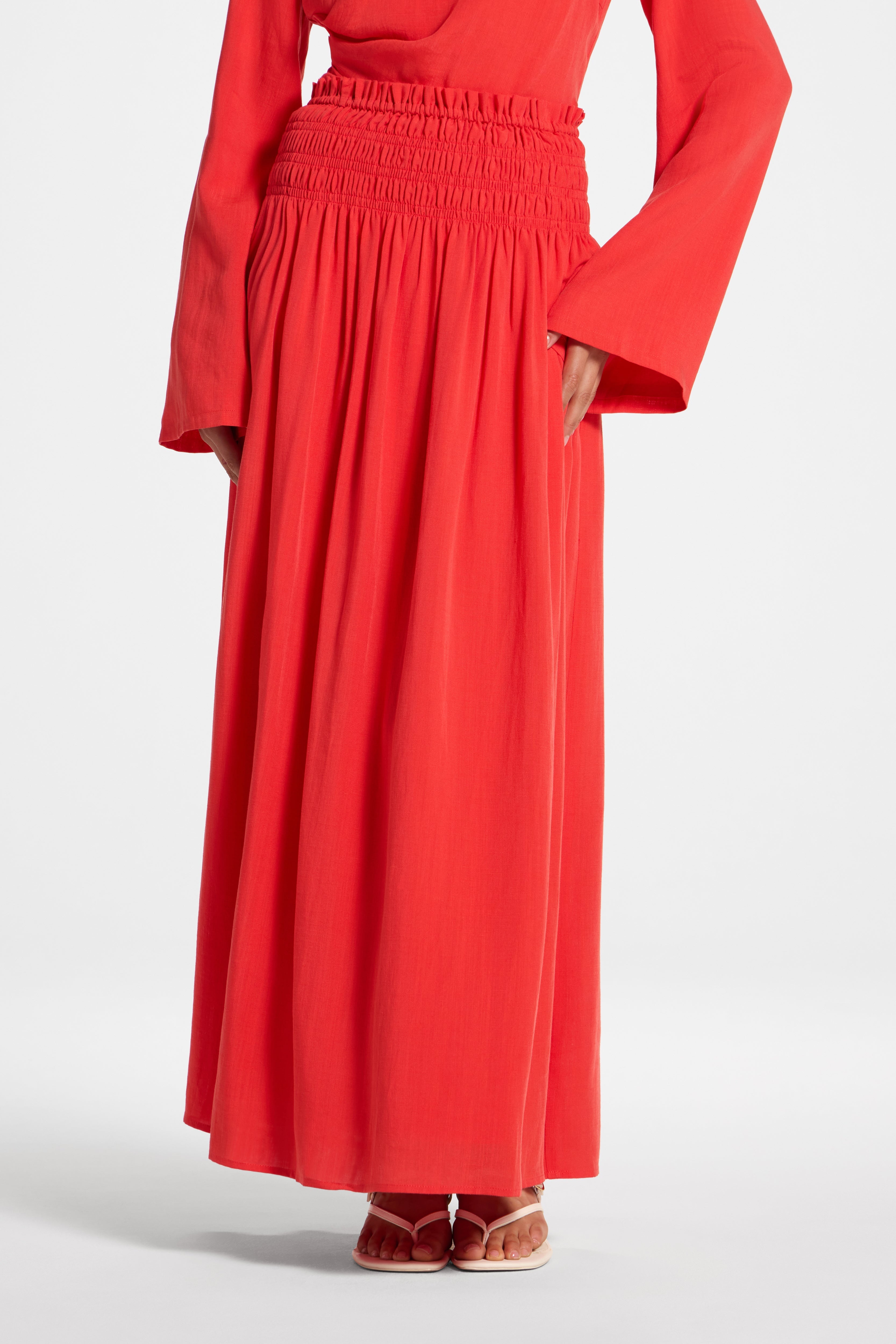 Tencel Smocked Skirt - Strawberry Abayas Veiled