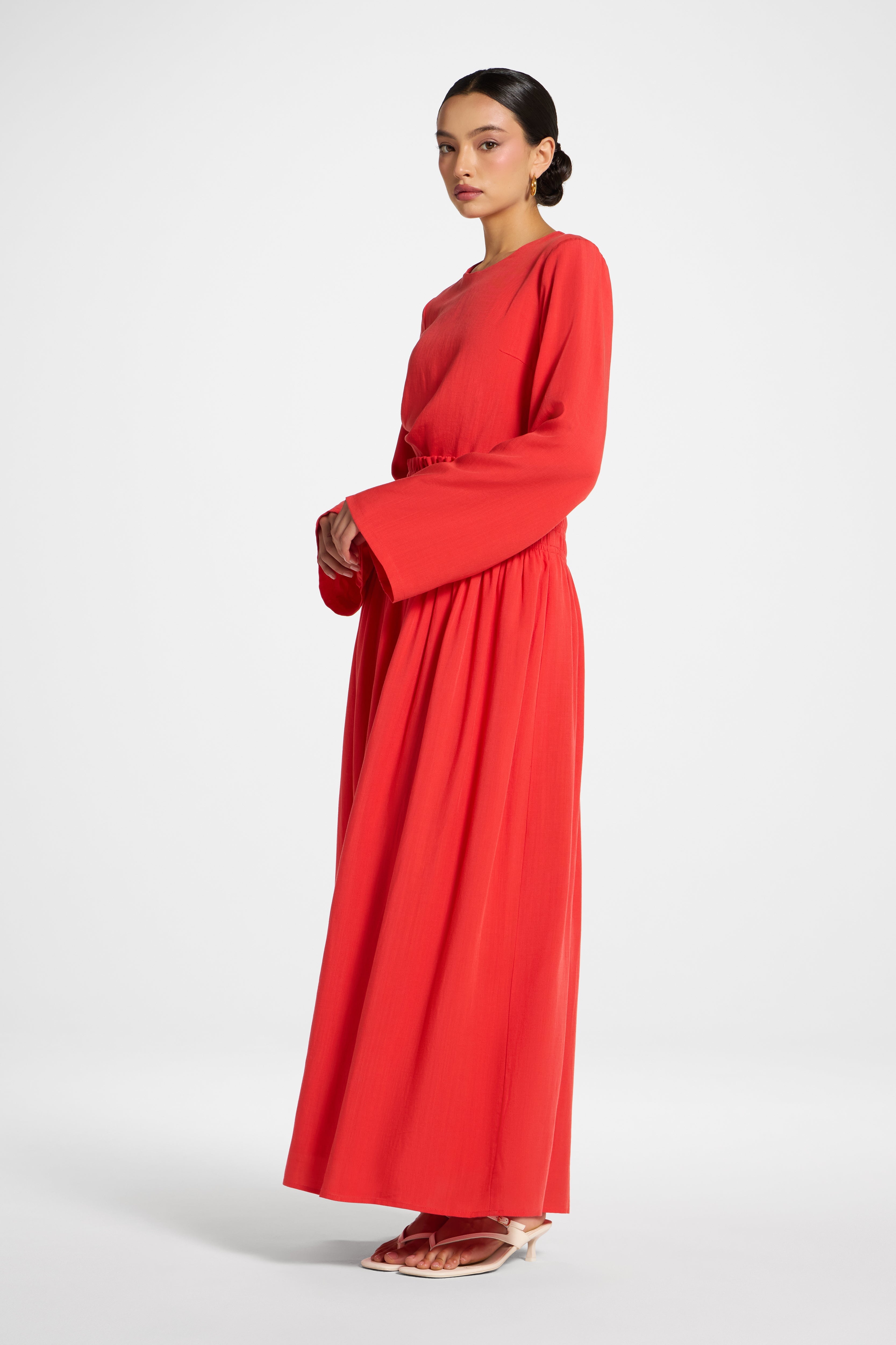 Tencel Smocked Skirt - Strawberry Abayas Veiled