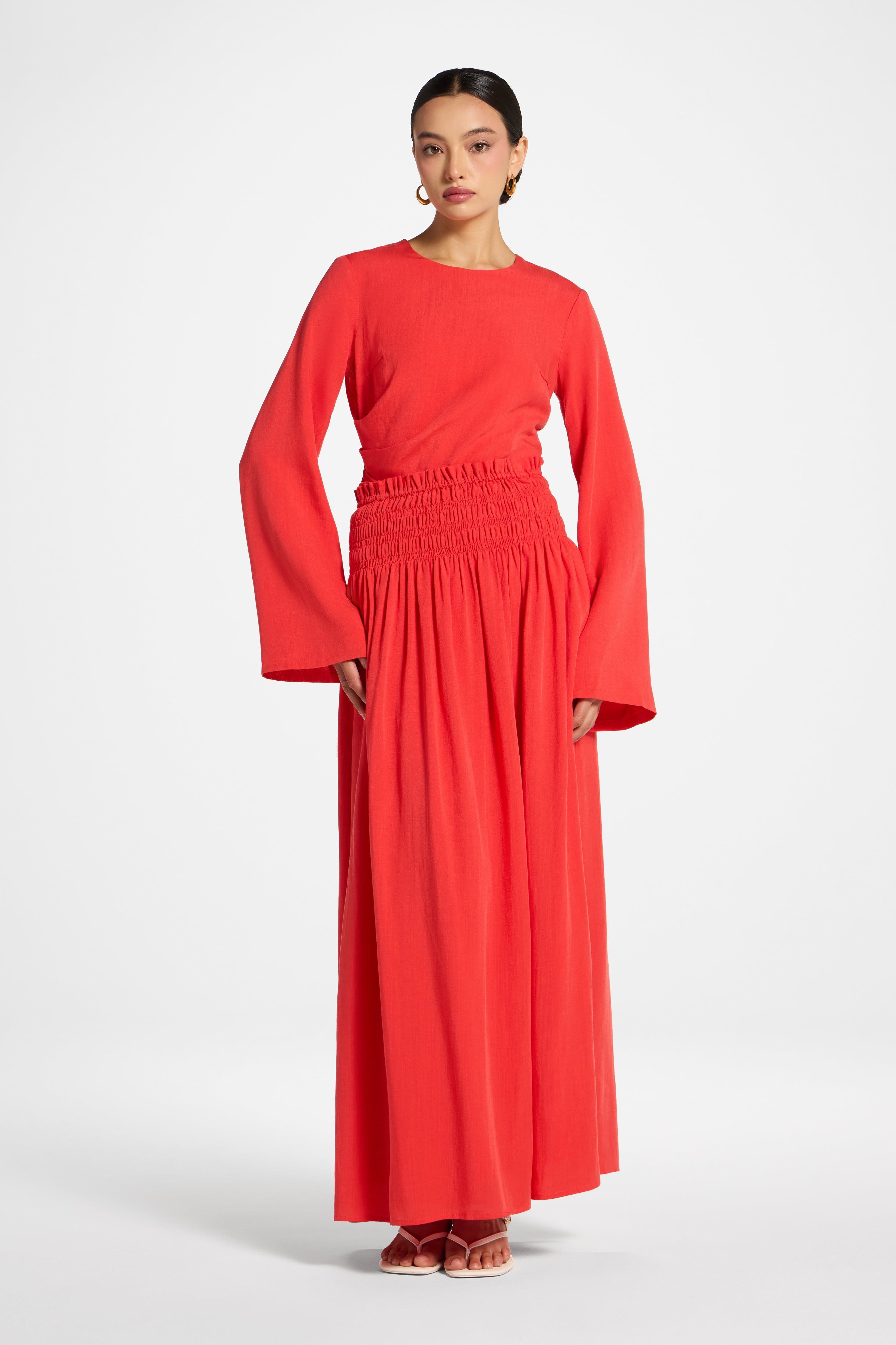 Tencel Smocked Skirt - Strawberry Abayas Veiled