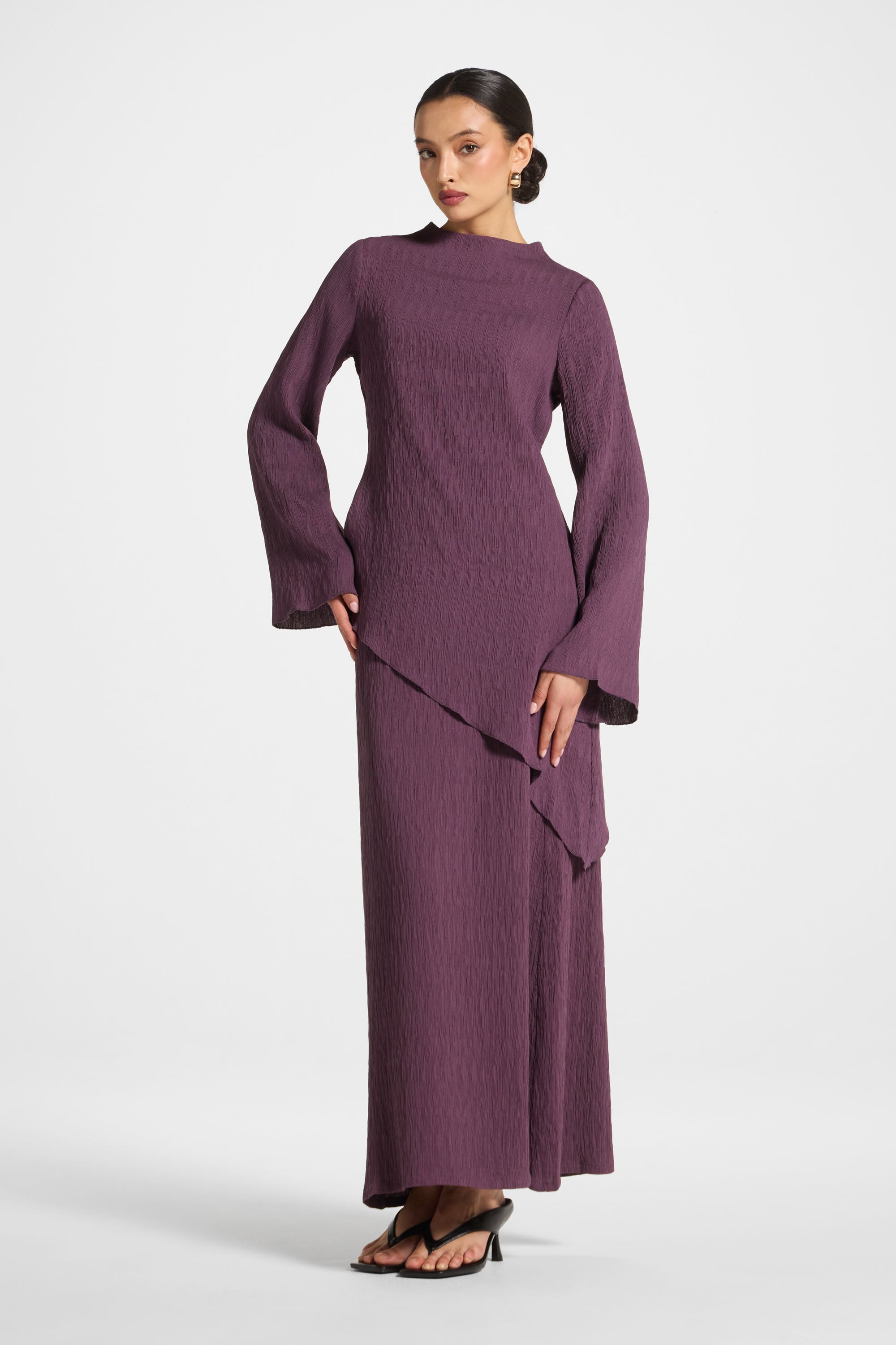 Textured Maxi Skirt - Plum Abayas Veiled