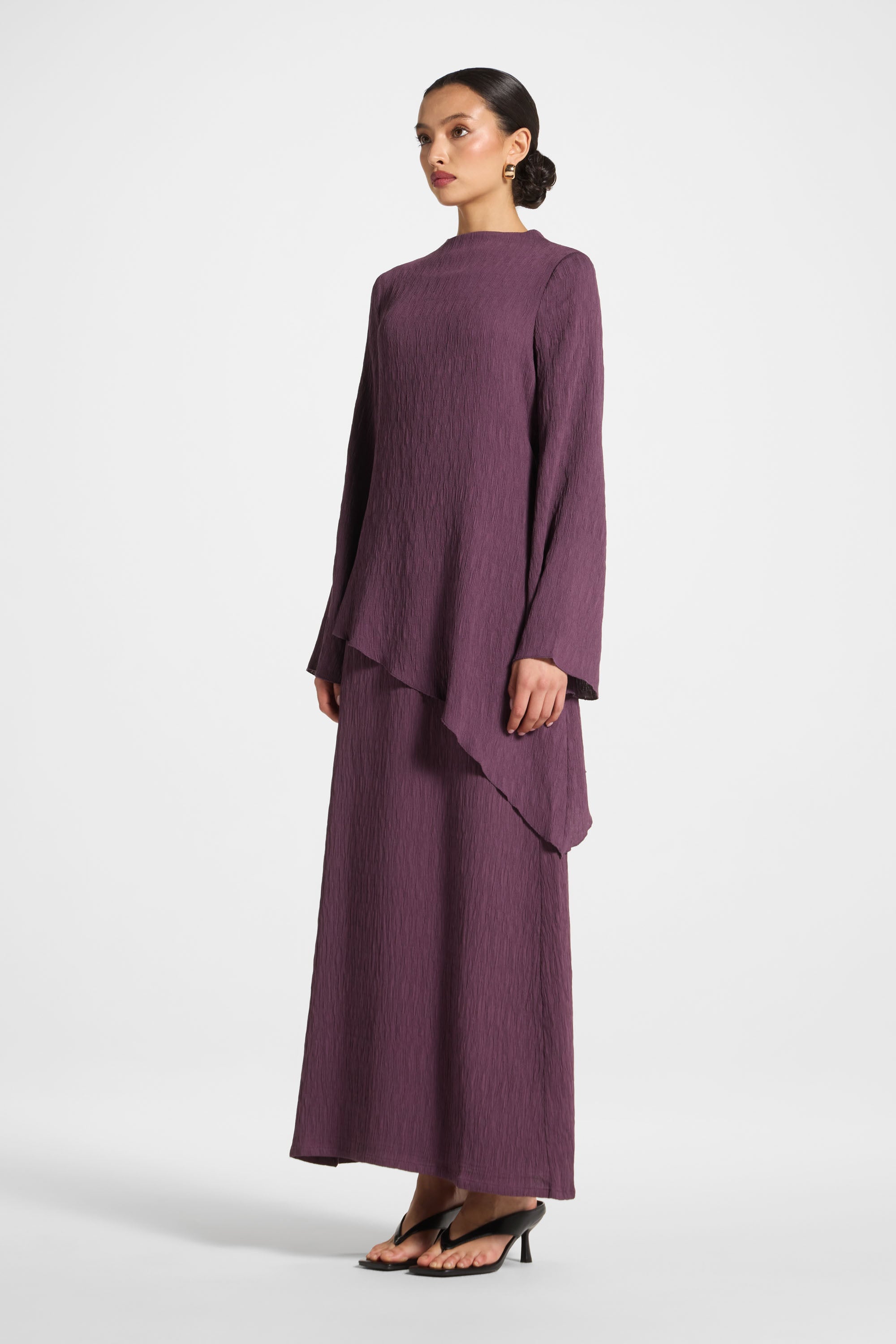 Textured Maxi Skirt - Plum Abayas Veiled