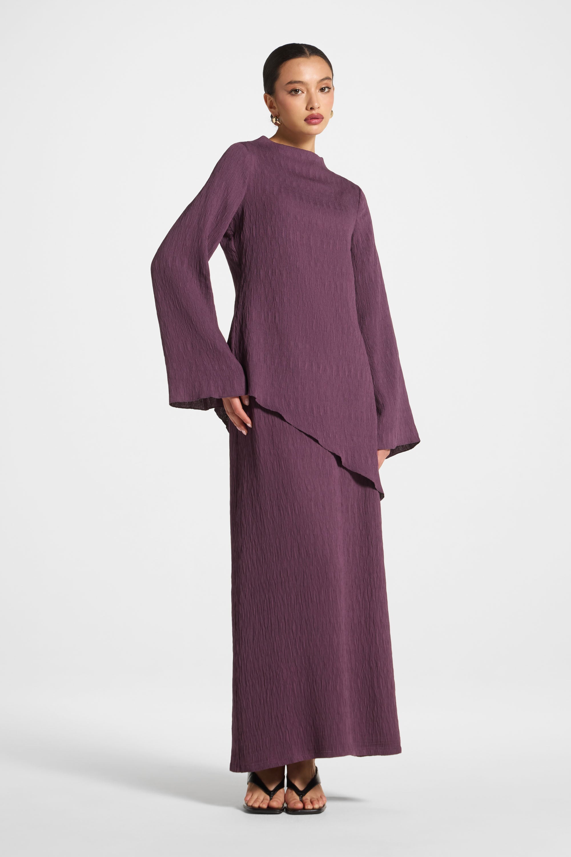 Textured Maxi Skirt - Plum Abayas Veiled
