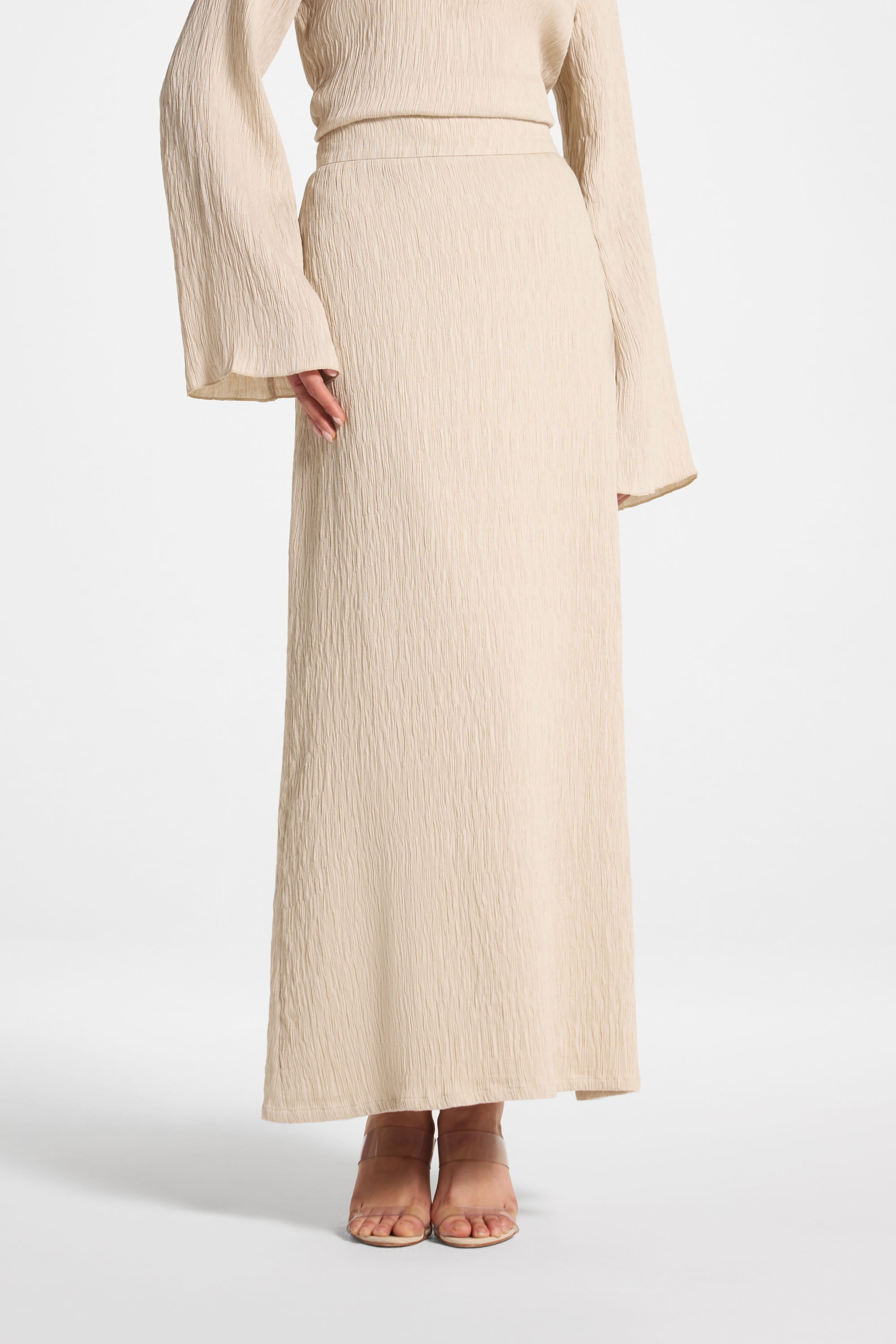 Textured Maxi Skirt - Stone Abayas Veiled