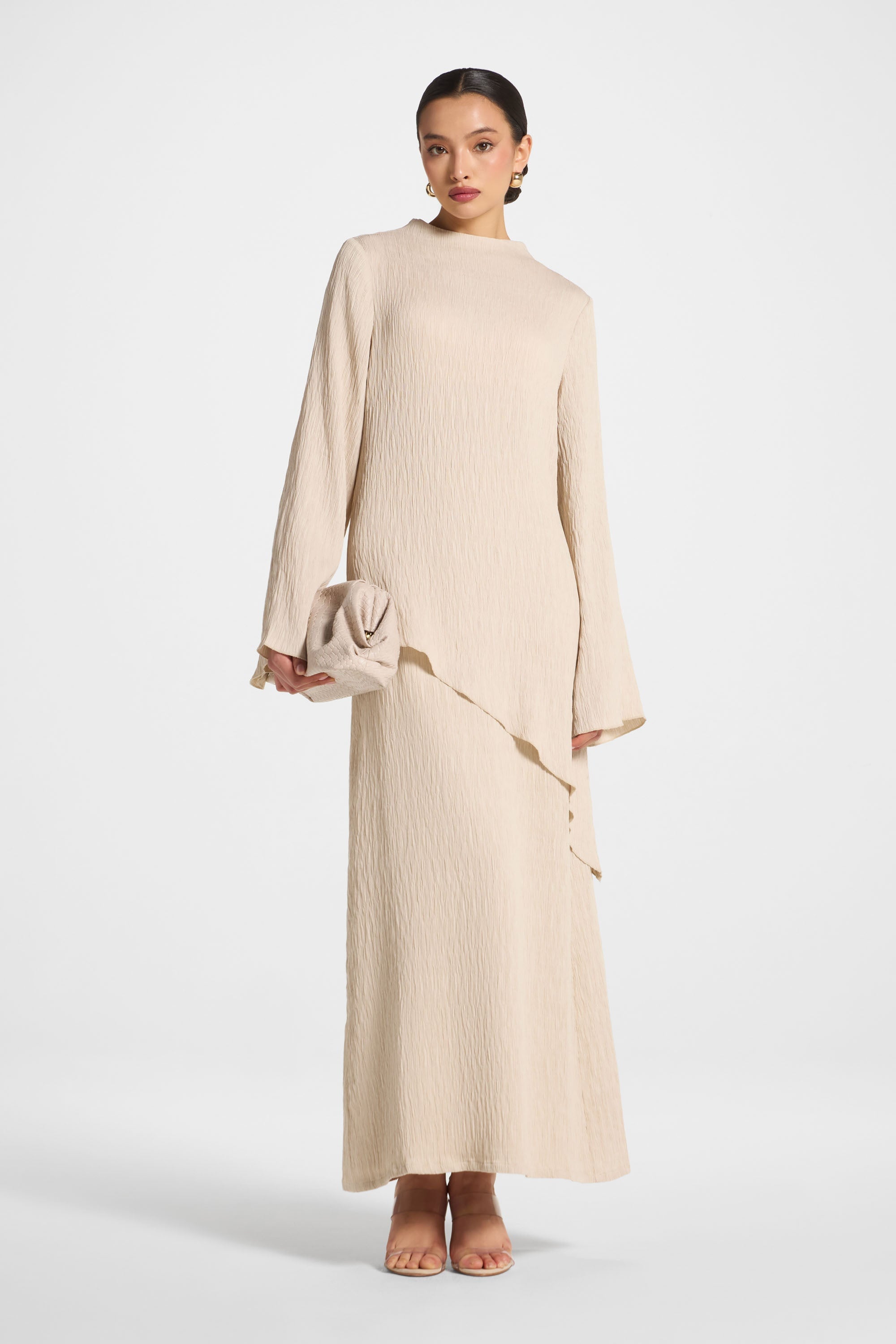 Textured Maxi Skirt - Stone Abayas Veiled