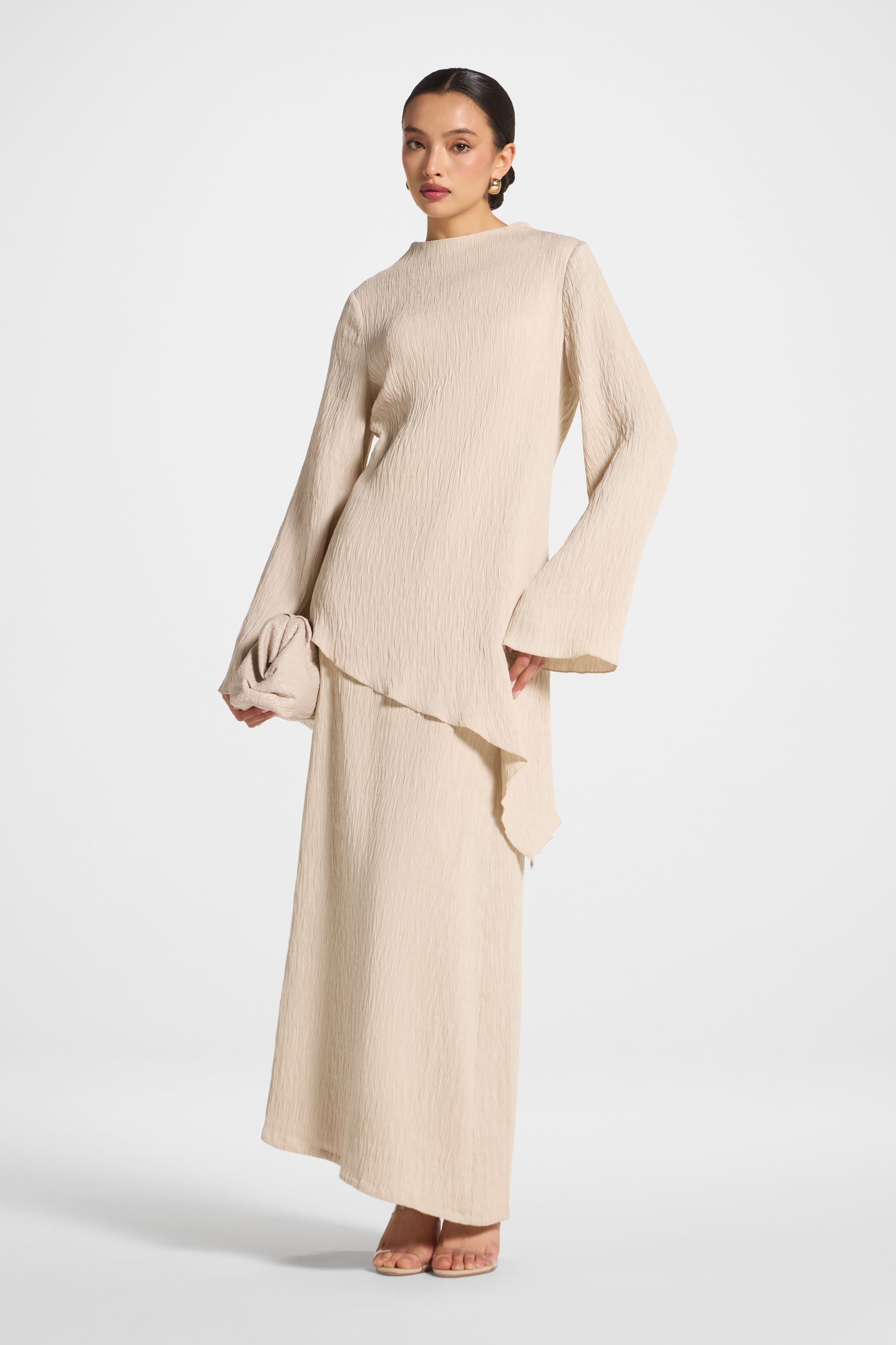 Textured Maxi Skirt - Stone Abayas Veiled