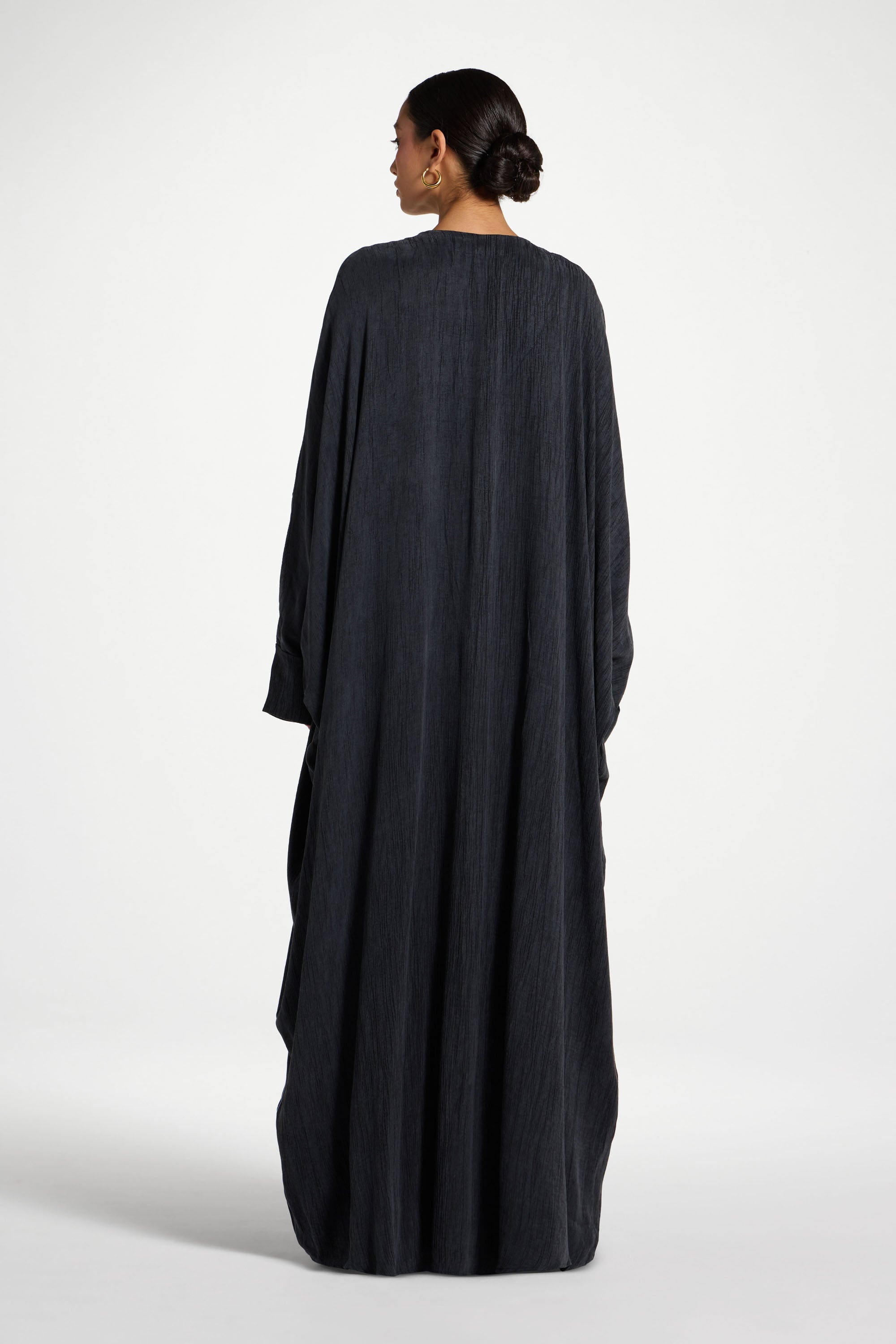 Textured Open Abaya - Ink Abayas Veiled