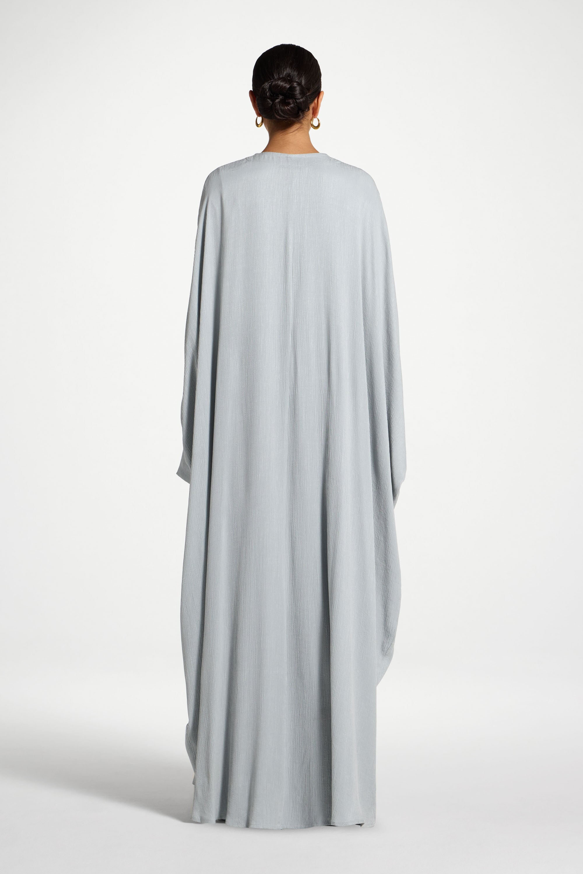 Textured Open Abaya - Pastel Blue Abayas Veiled