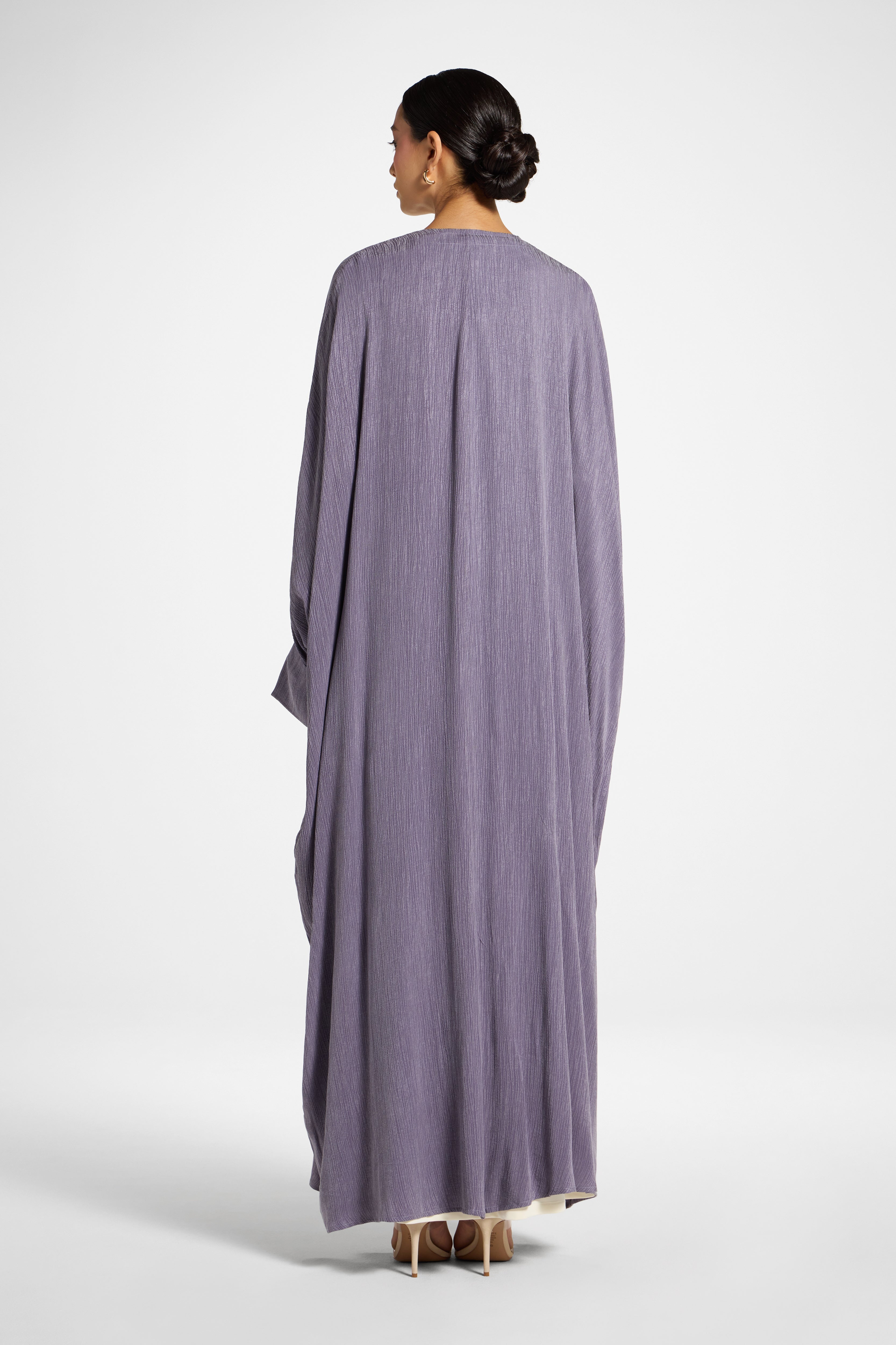 Textured Open Abaya - Purple Sage Abayas Veiled