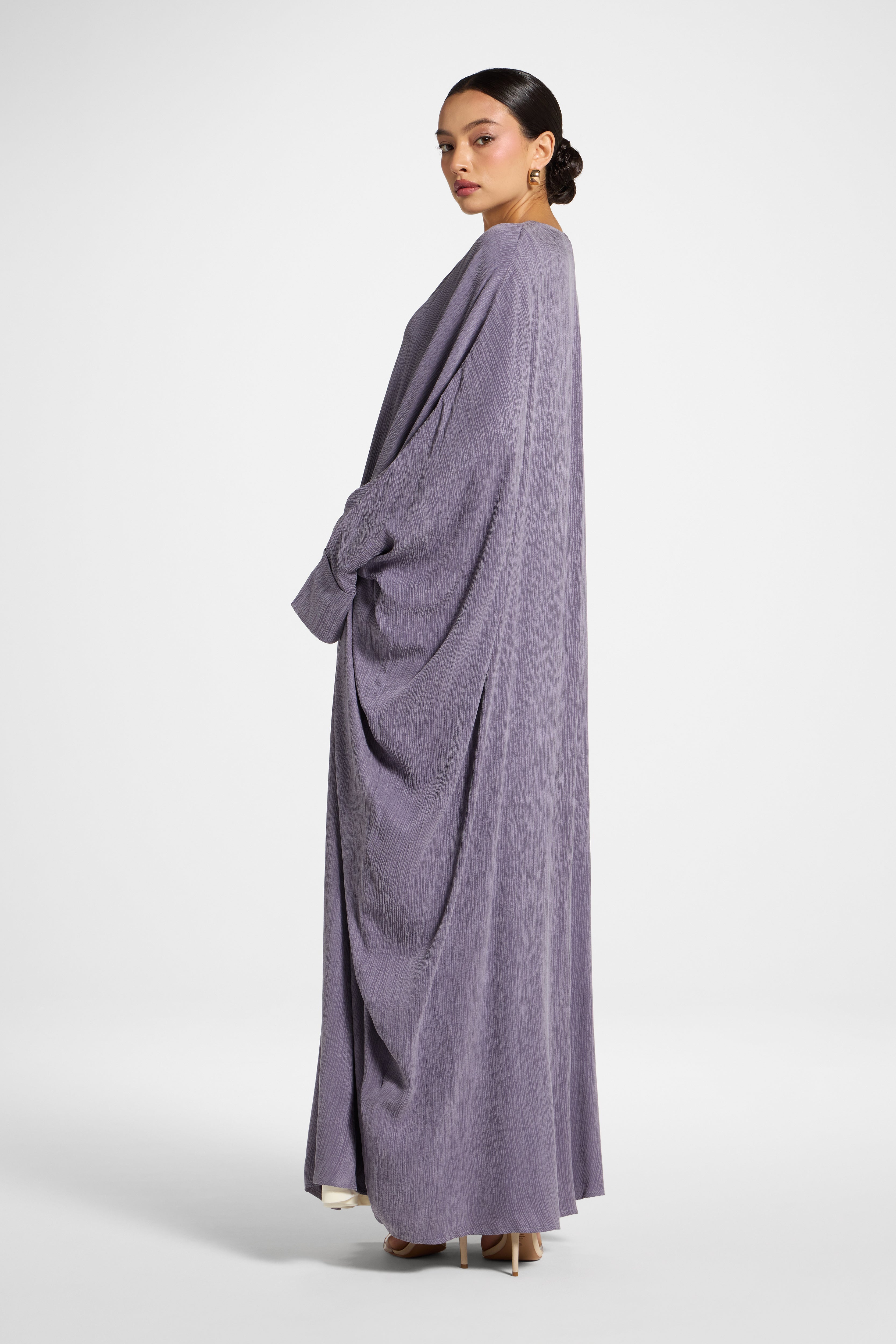 Textured Open Abaya - Purple Sage Abayas Veiled