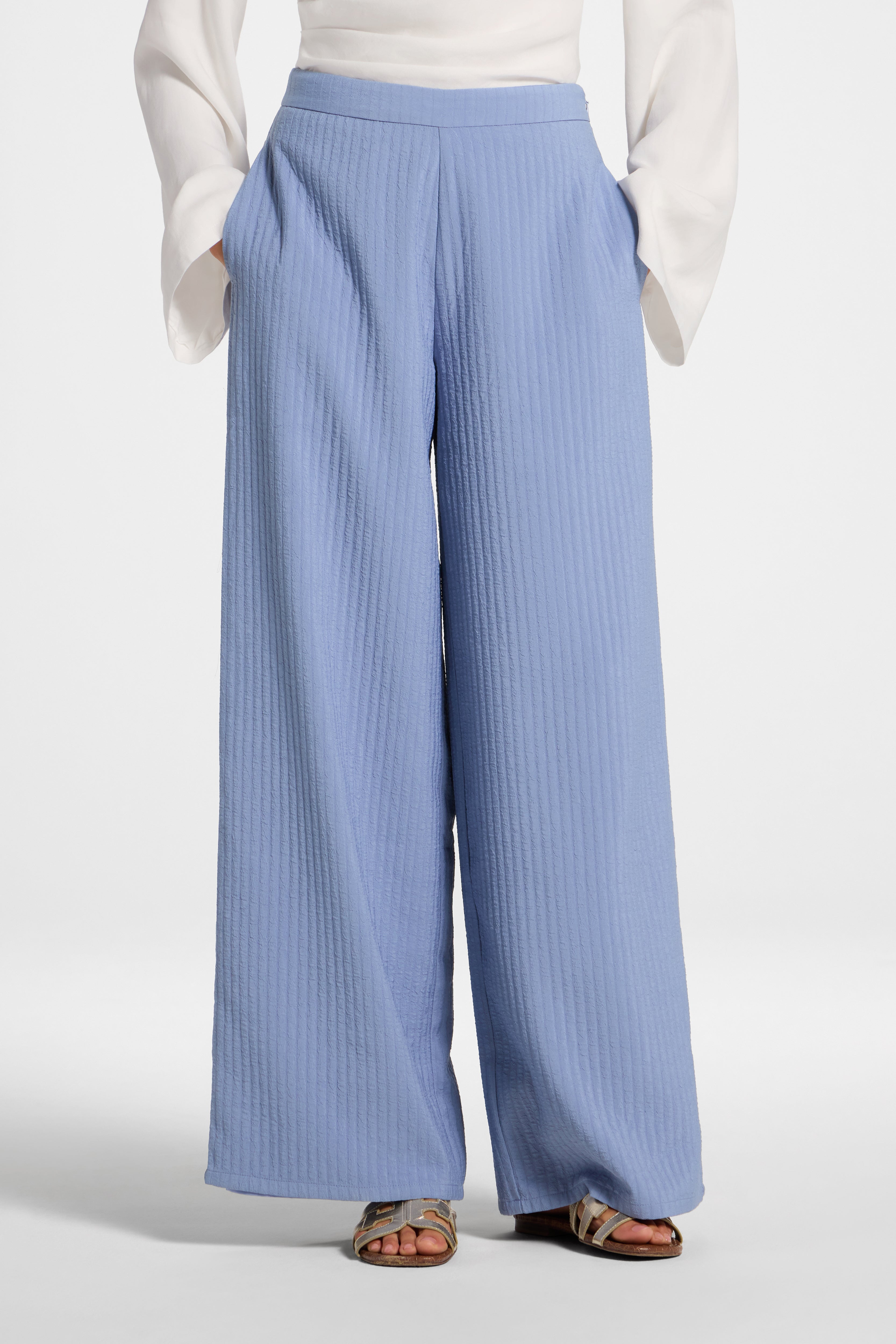 Textured Wide Leg Pants - Dusk Abayas Veiled