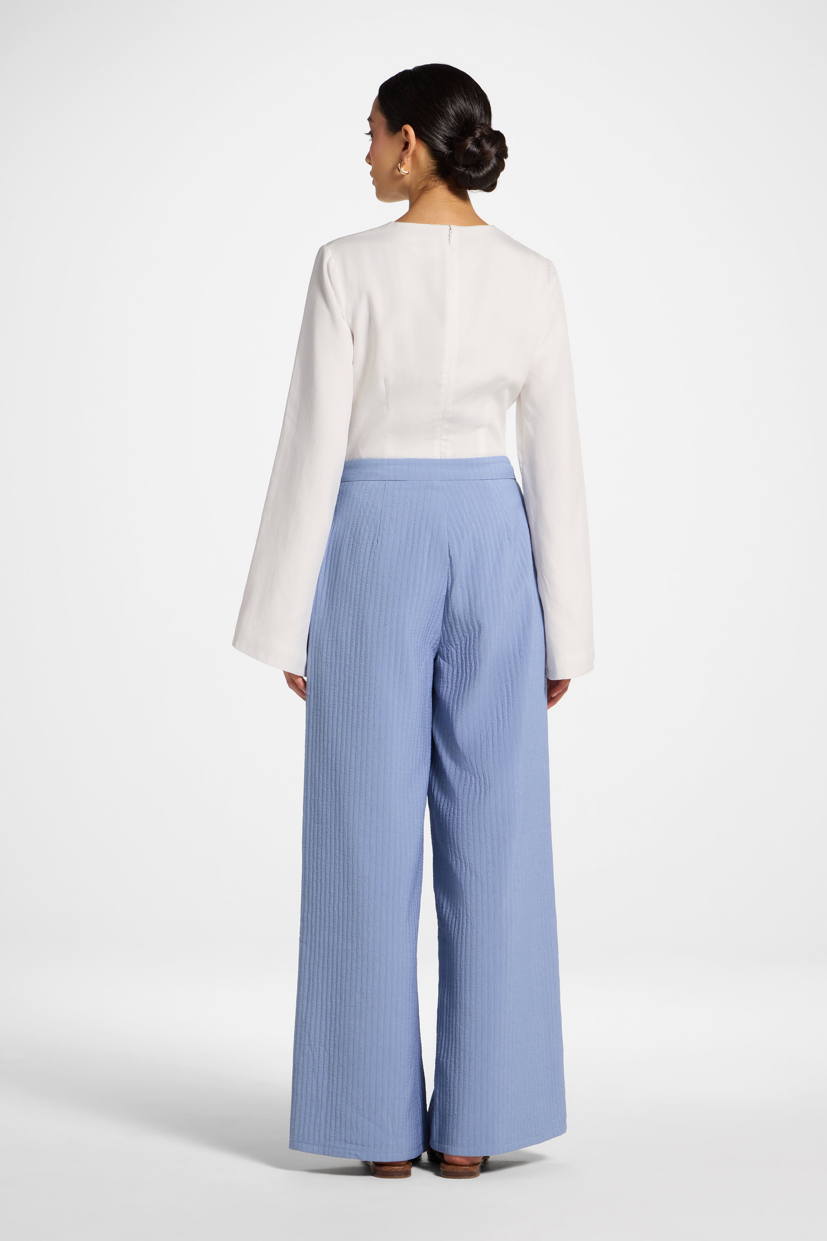 Textured Wide Leg Pants - Dusk Abayas Veiled