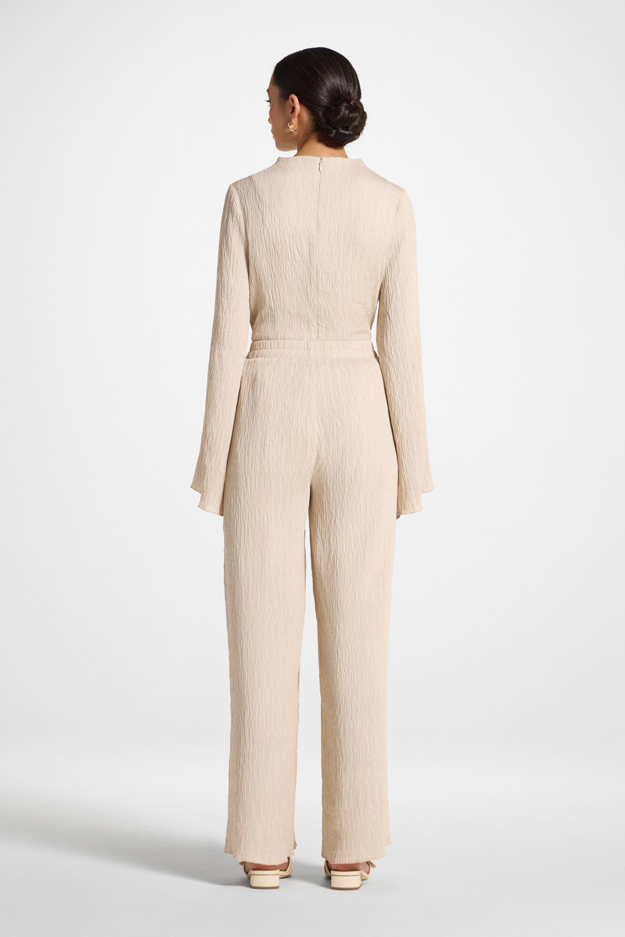 Textured Wide Leg Pants - Stone Abayas Veiled