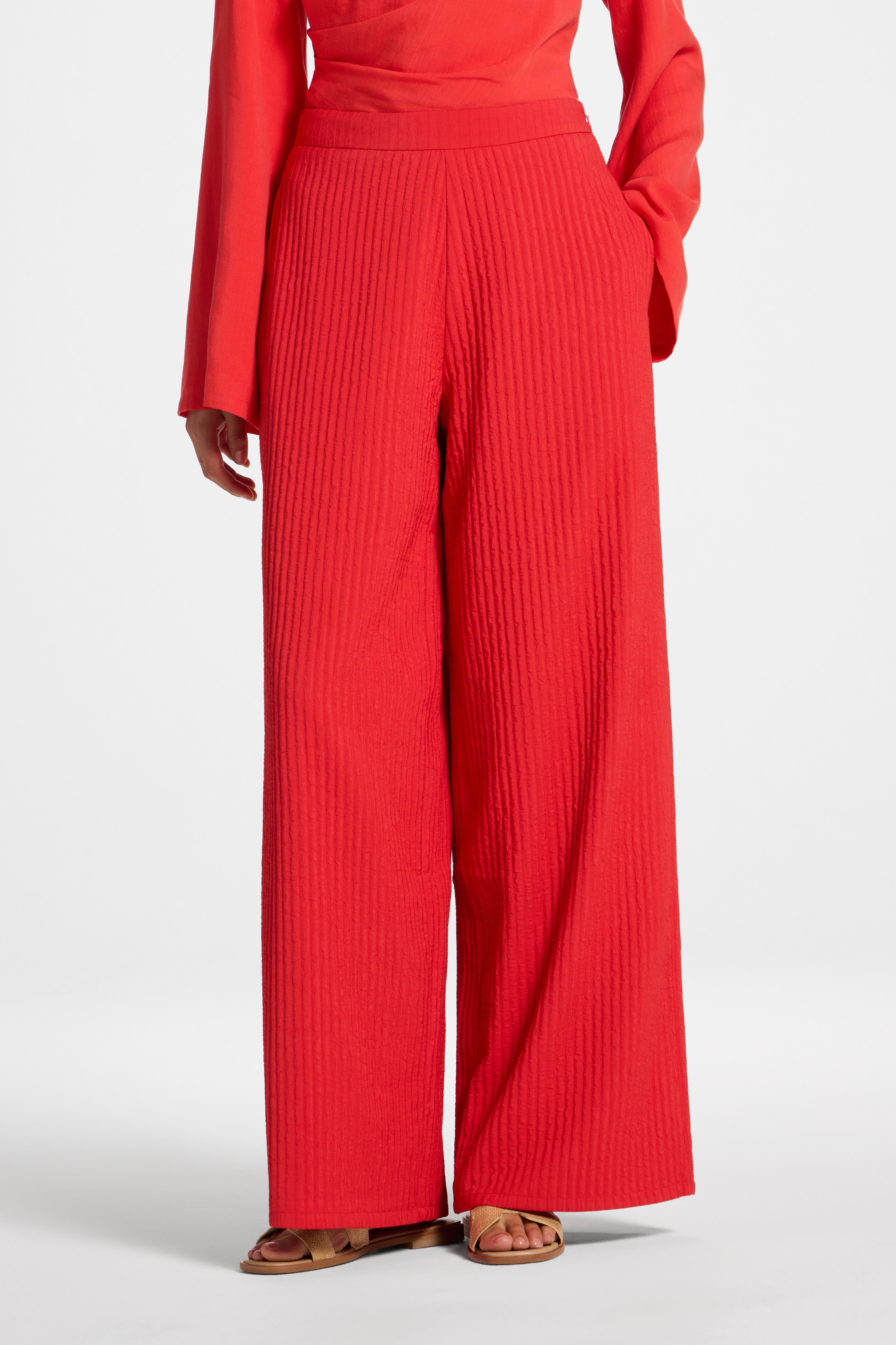 Textured Wide Leg Pants - Strawberry Abayas Veiled
