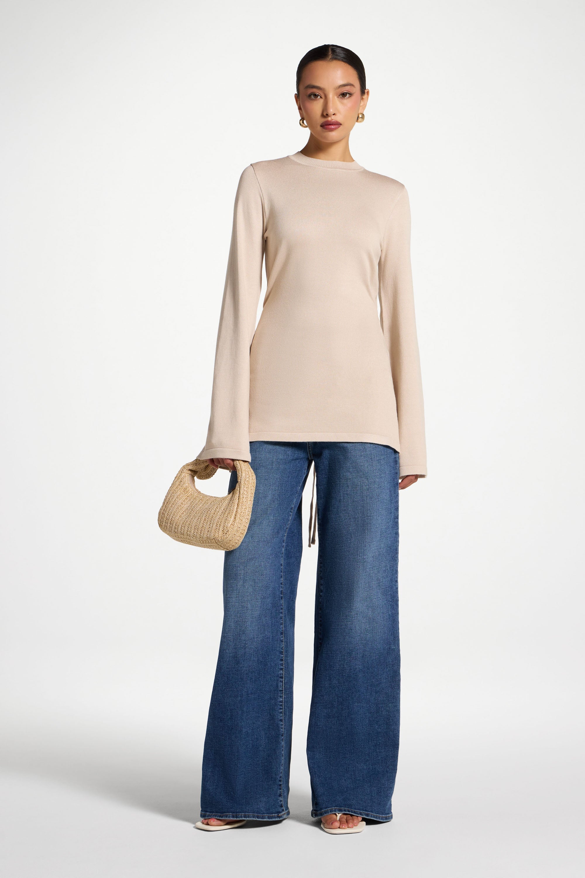 Tie Back Knit Top - Almond Abayas Veiled