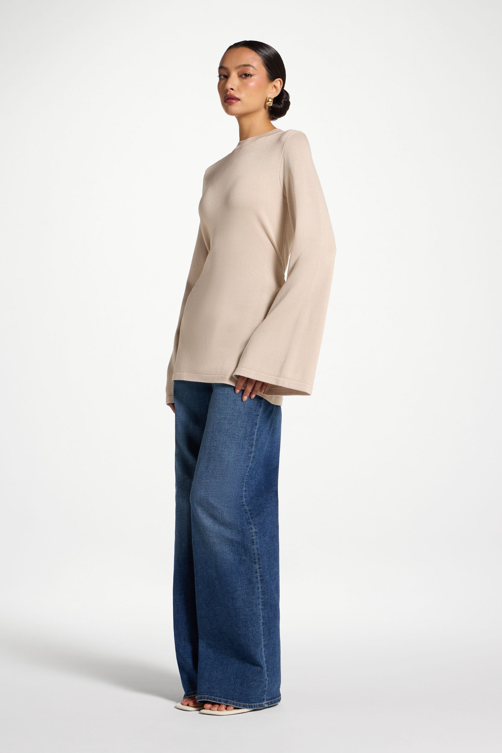 Tie Back Knit Top - Almond Abayas Veiled