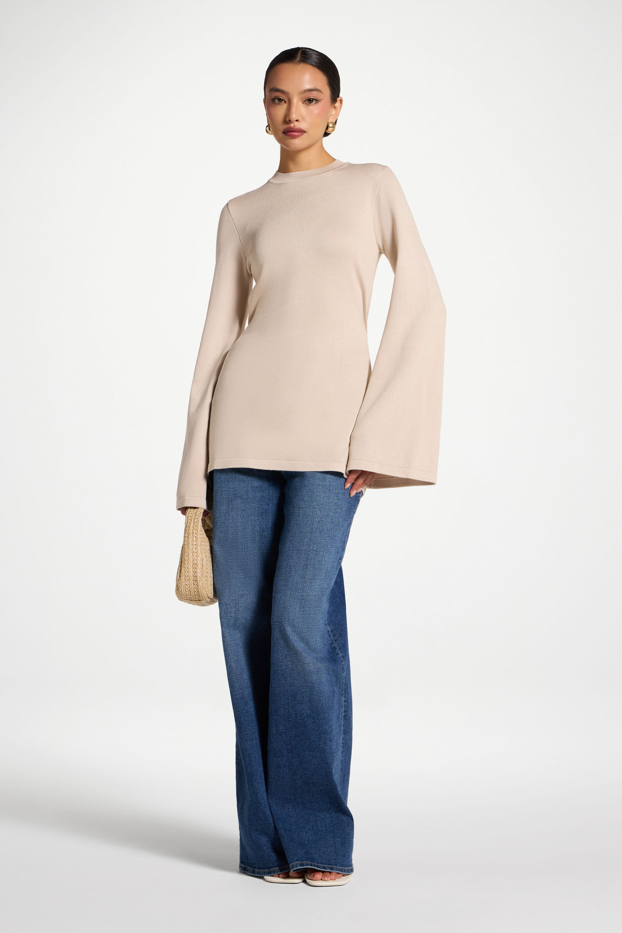 Tie Back Knit Top - Almond Abayas Veiled
