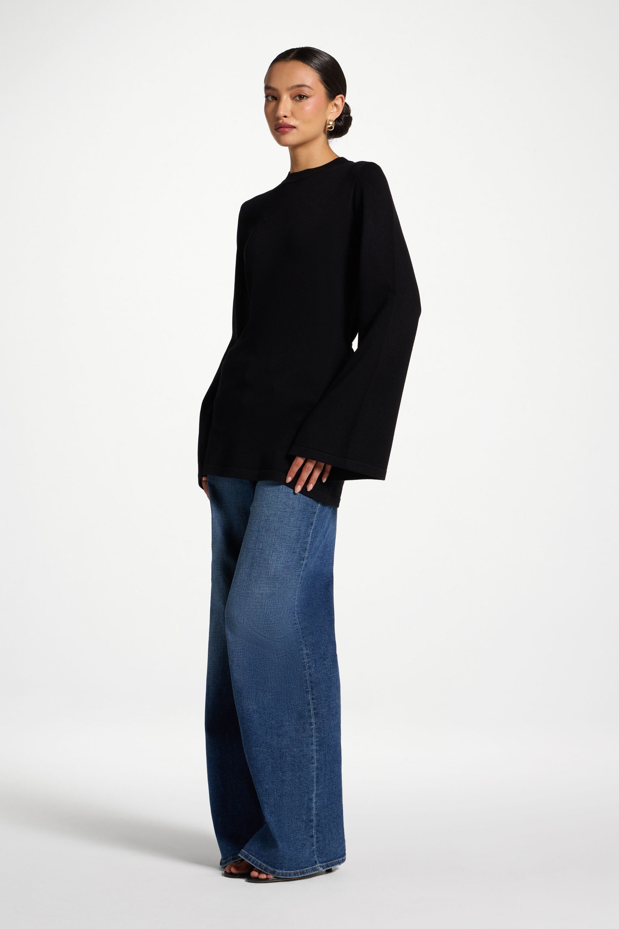 Tie Back Knit Top - Black Abayas Veiled