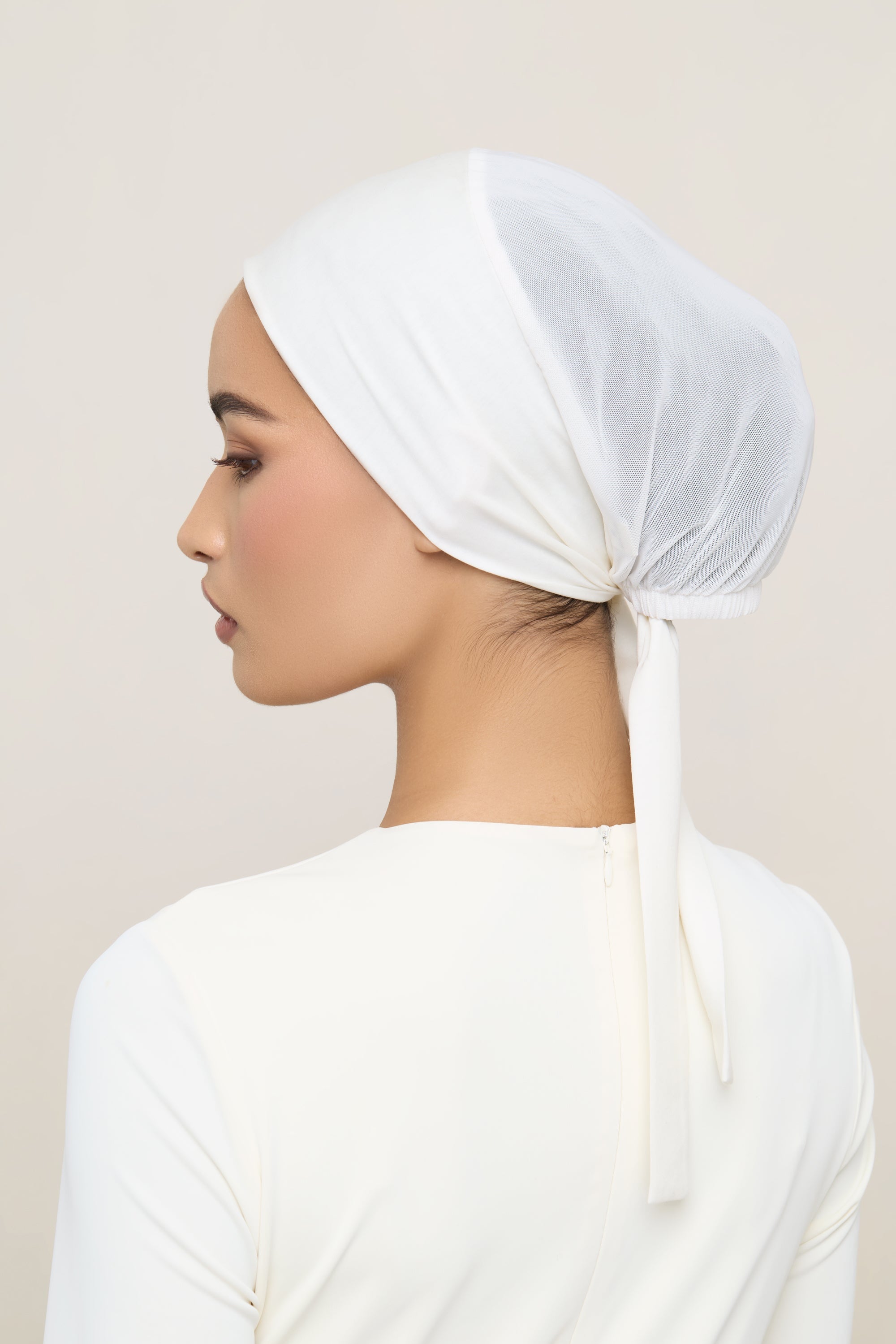 Tie Back Mesh Undercap - White Accessories Veiled