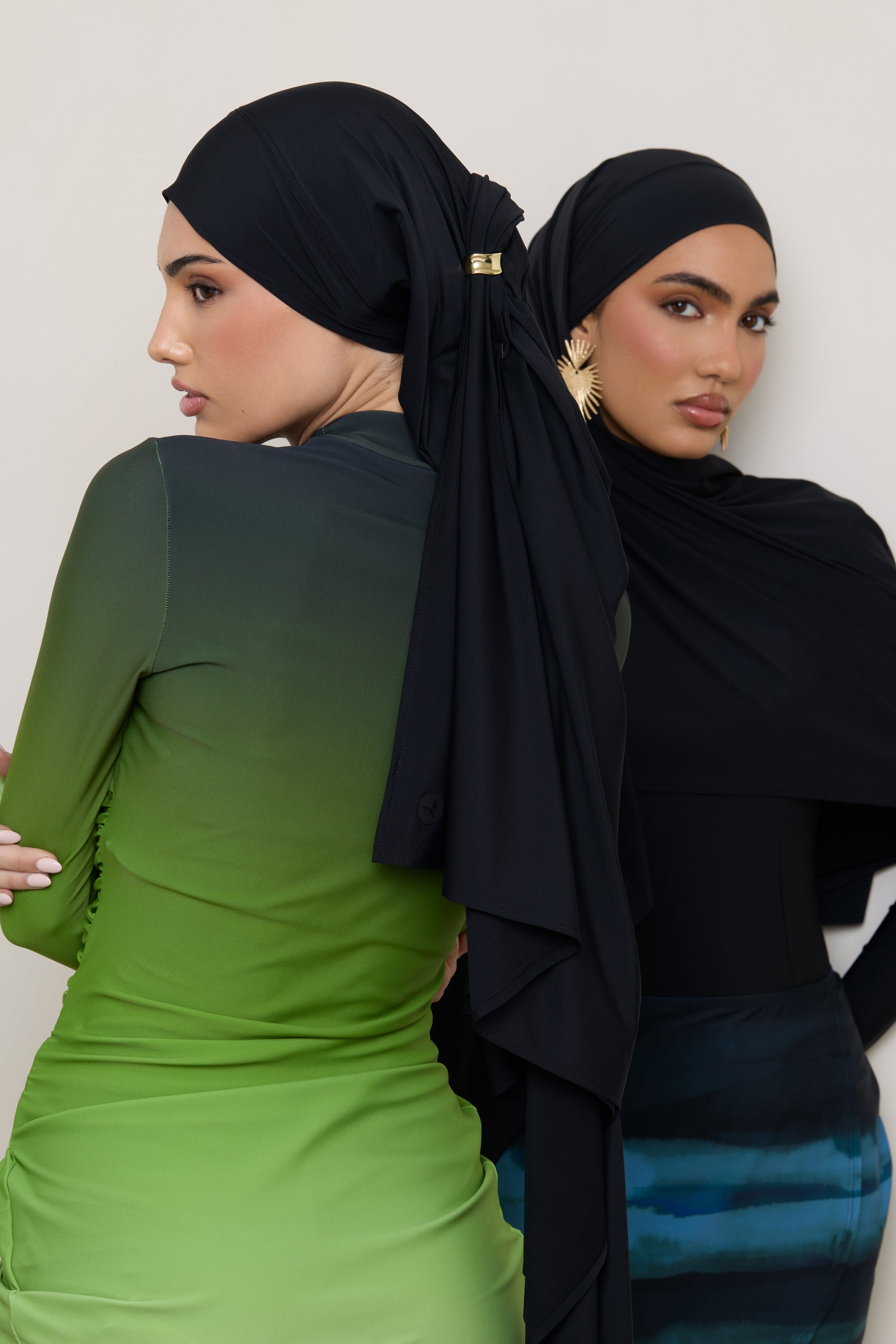 Tie Back Swim Hijab - Black Swim Veiled