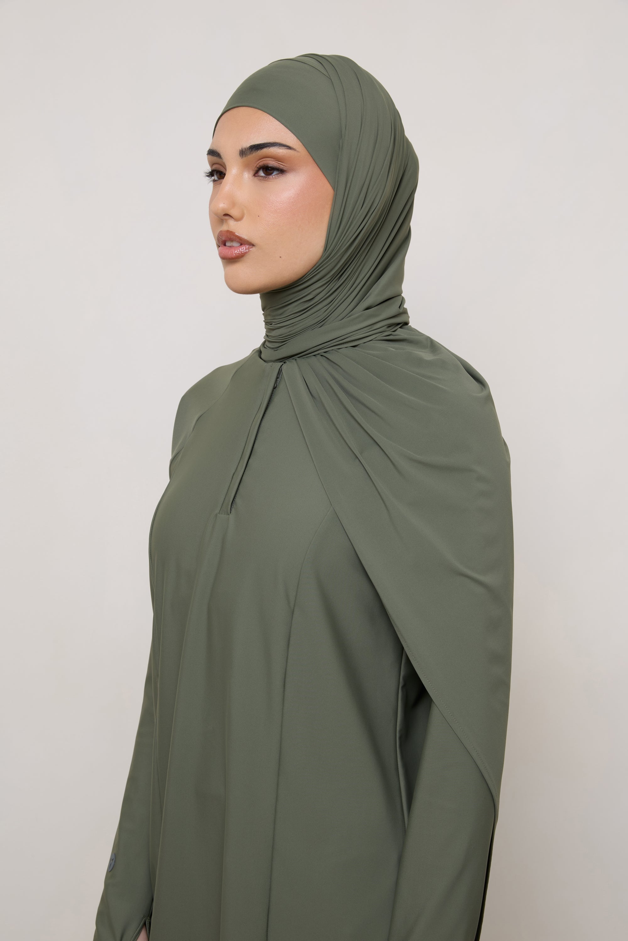 Tie Back Swim Hijab - Dusty Olive Swim Veiled